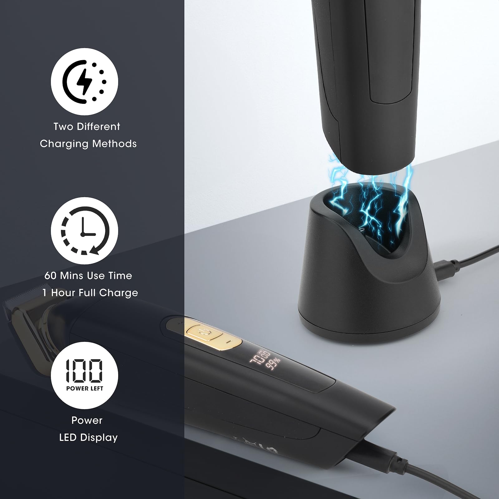 Lanumi Electric Body Hair Trimmer for Men - Wet/Dry Groin Groomer & Ball Trimmer with LCD Display & Rechargeable Dock - Perfect for Pubic, Underarm & Body Grooming at Home or Travel