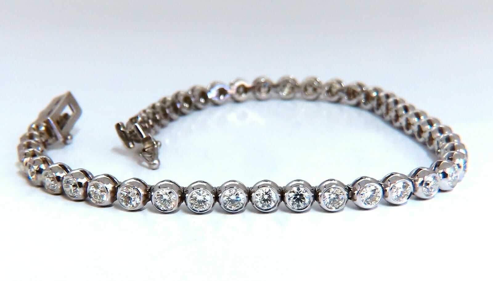 3.07 Carat Natural Round Diamond Tennis Bracelet in 14K Gold - Elegant Tubular Flush Link Design for Women | Perfect for Weddings, Anniversaries & Special Occasions