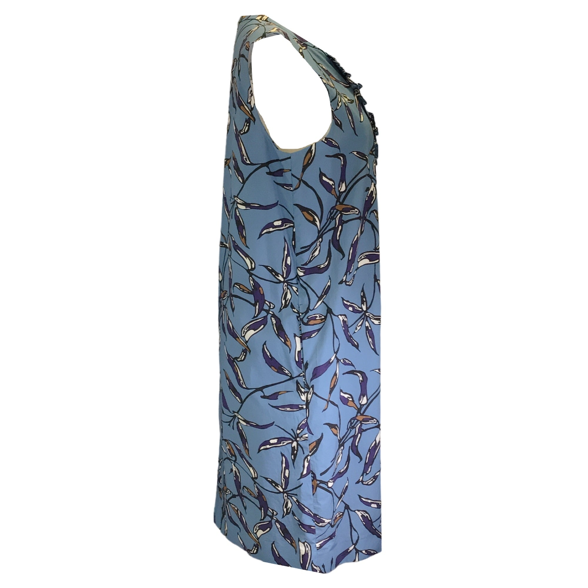 Max Mara Blue Nola Printed Sleeveless Shift Dress in Azzurro - Women's Summer Casual Dress for Beach, Vacation & Office Wear