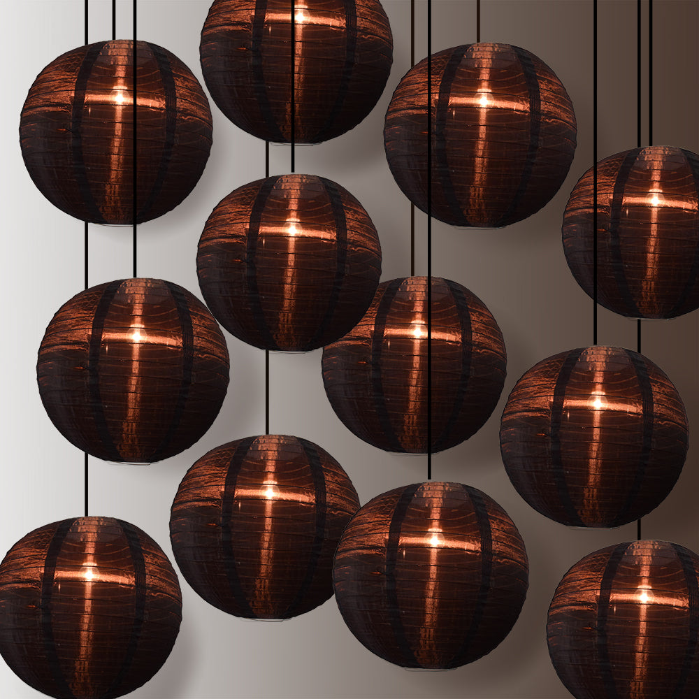 12 Pack Black Shimmering Nylon Lanterns - 14