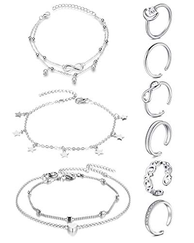 Toe Rings and Anklet A -silver