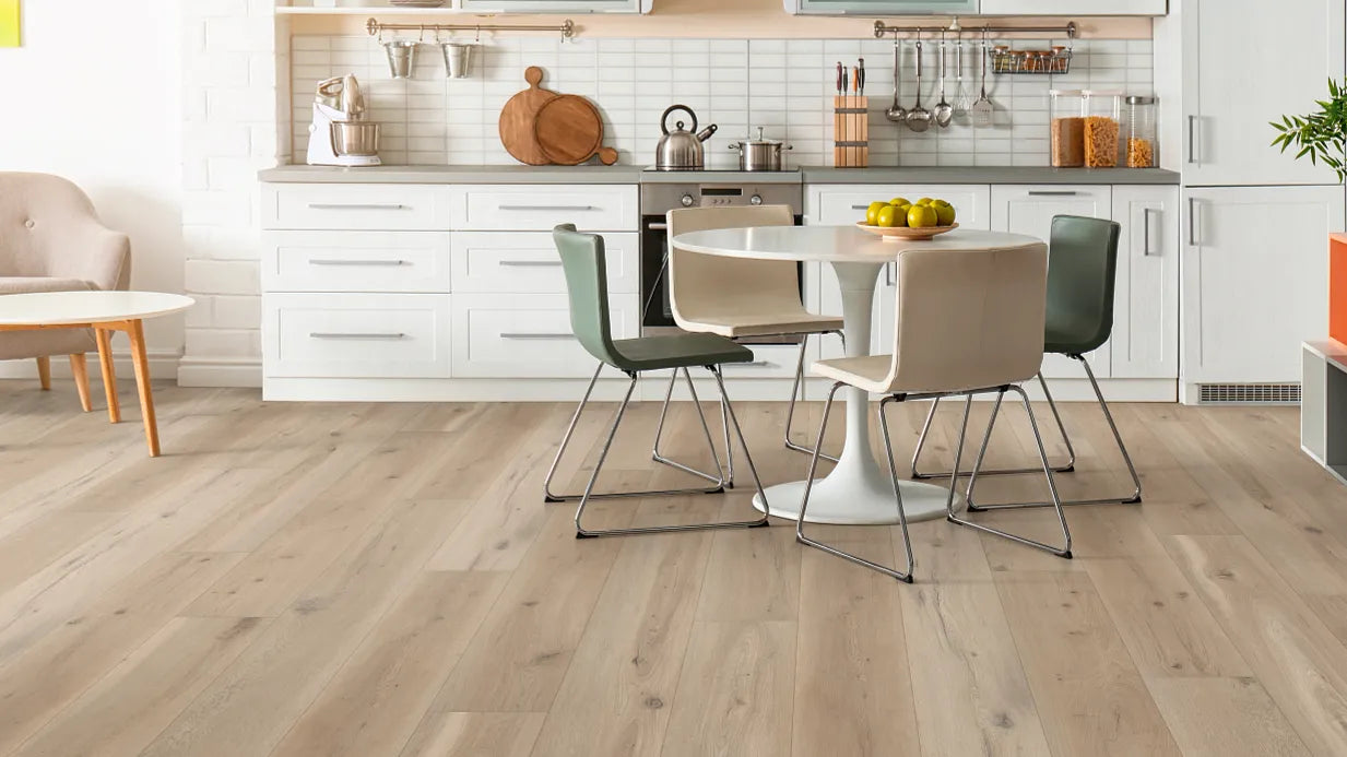 Coretec Plus Premium Integrated Bevel with Softstep – Sea Salt Oak 9