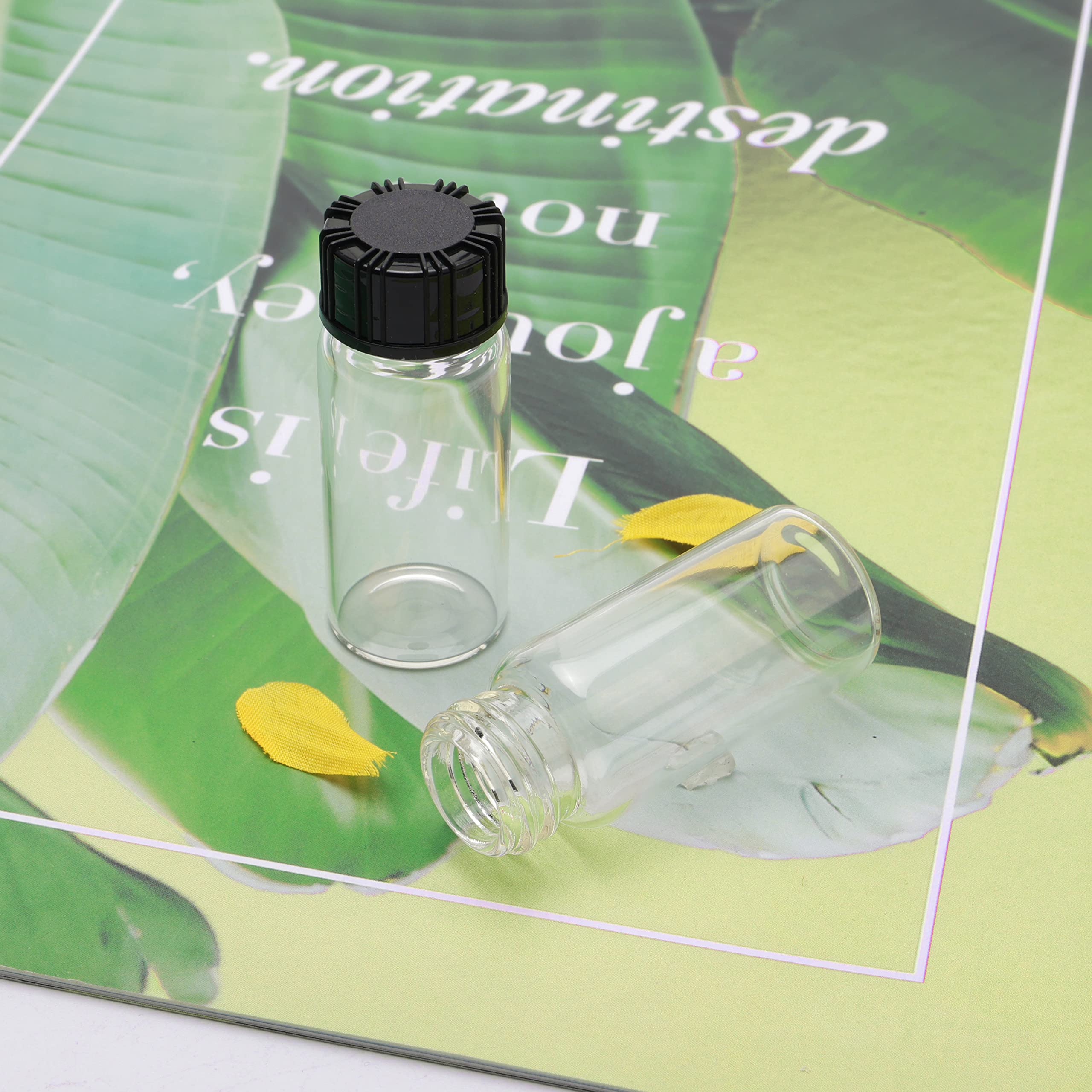 0.3 Oz Clear Glass Vials with Screw Cap - 10 Pack Empty Sample Bottles for Essential Oils, Perfume, Travel & DIY Liquids - Leak Proof Small Glass Containers for Cosmetics, Medicine & Laboratory Use