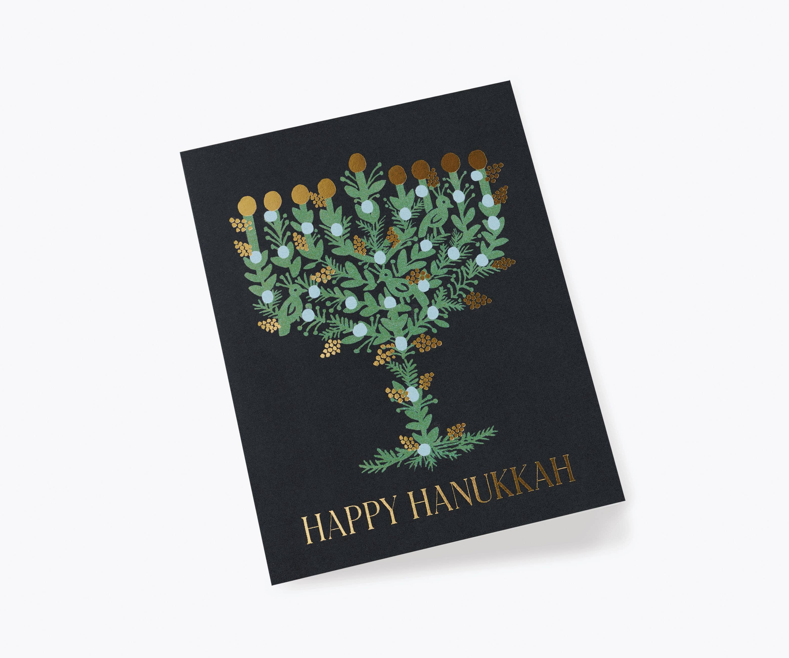 Laurel Menorah Greeting Card - Elegant Hanukkah Holiday Card for Men, Women & Family - Perfect for Hanukkah Gifts, Jewish Celebrations & Festive Greetings
