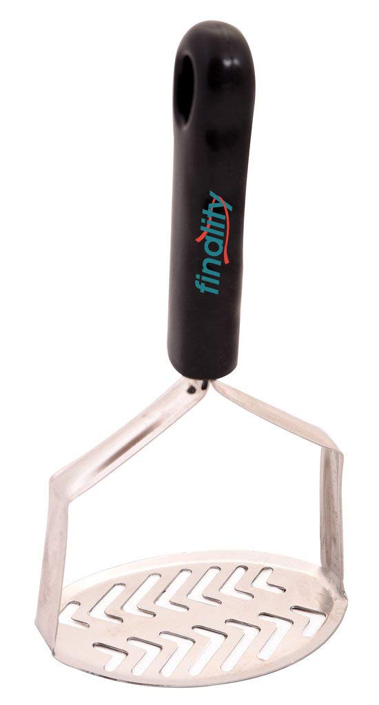 Premium Stainless Steel Potato Masher & Vegetable Masher - Heavy Duty Pav Bhaji Masher with Ergonomic PVC Handle - Perfect for Mashing Potatoes, Vegetables, Baby Food & Indian Cooking (Pack of 1) - Ideal for Home Kitchens & Professional Use