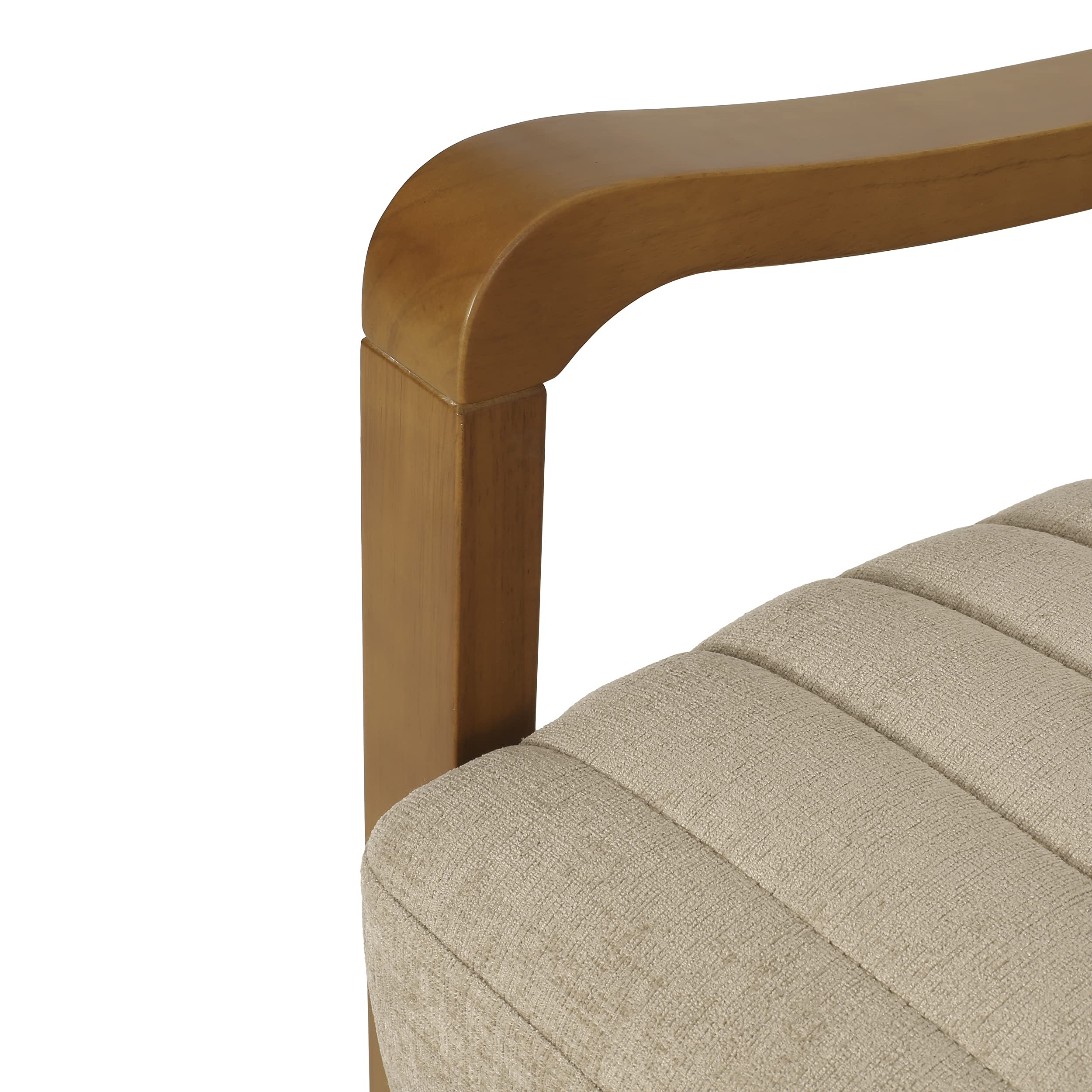 Christopher Knight Home Munro Channel Stitch Pushback Recliner - Sand/Teak Fabric - Comfortable Living Room Chair for Relaxing & Watching TV