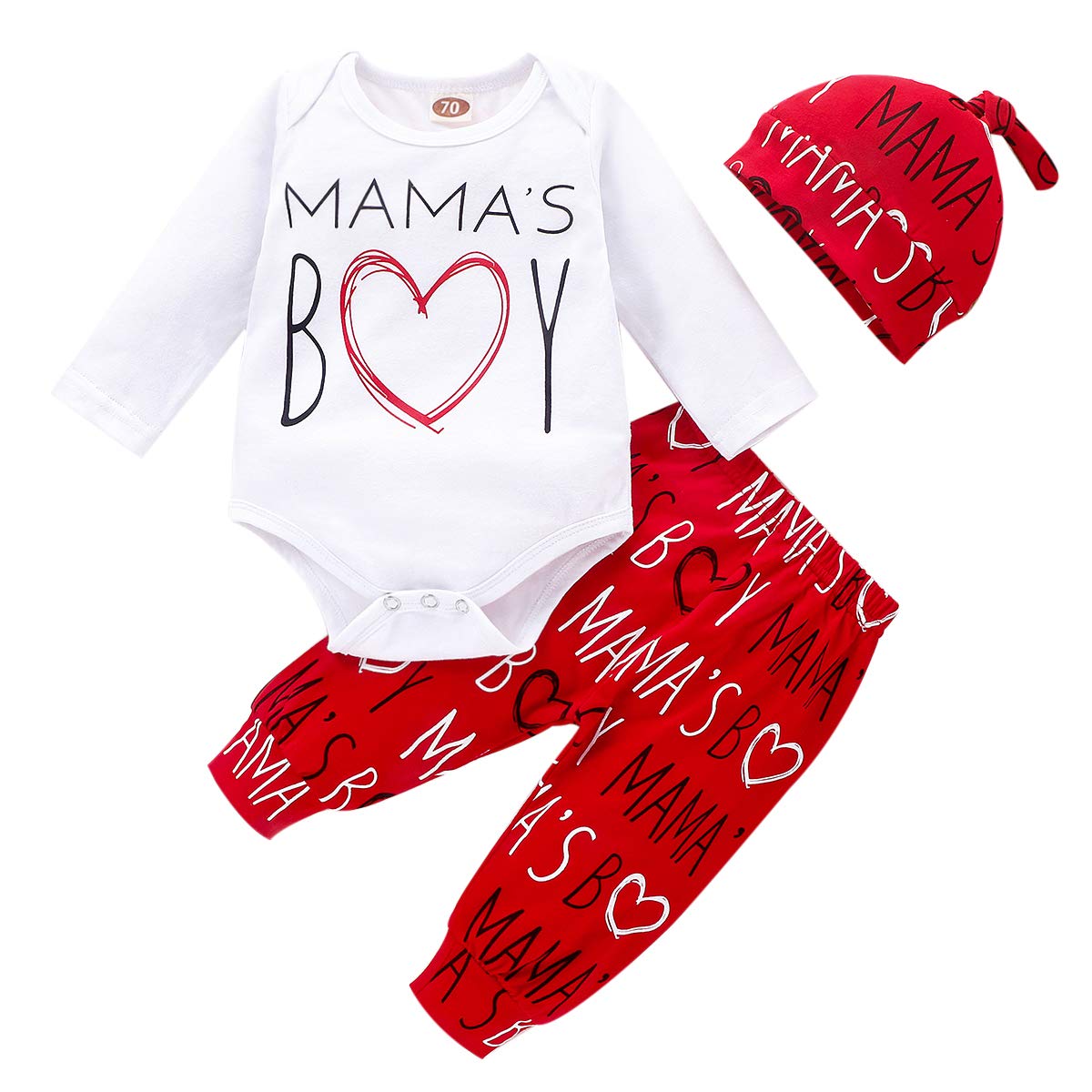 3PCS Newborn Baby Boy Girl Valentine's Day Outfit Set - My 1st Valentine Romper + Letter Pants & Hat - Perfect for First Valentine's Photos & Holiday Celebrations