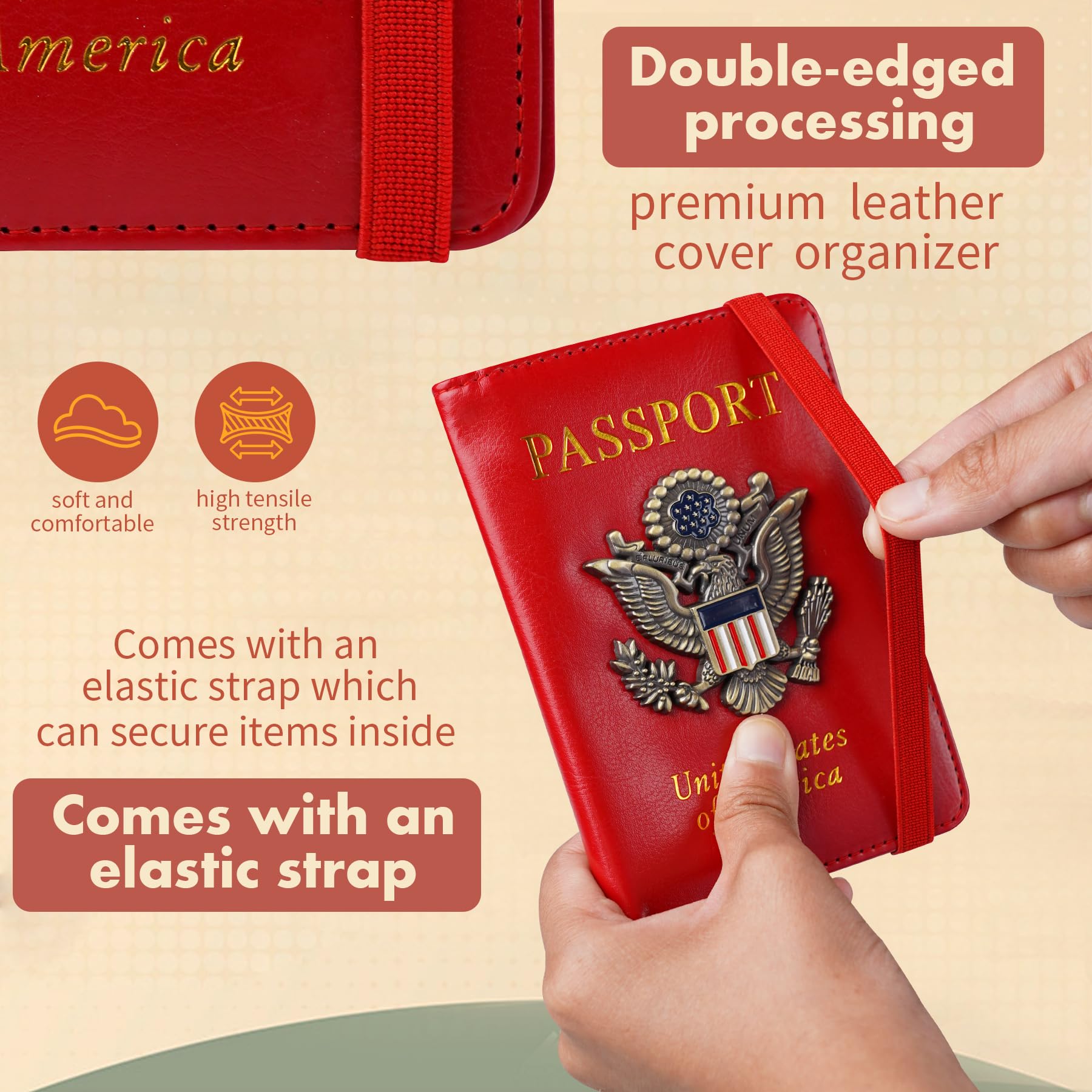 RFID Blocking Passport Holder & Travel Wallet - Personalized Family Passport Organizer Case for Men & Women | Perfect for Air Travel, Vacations & International Trips (Red)