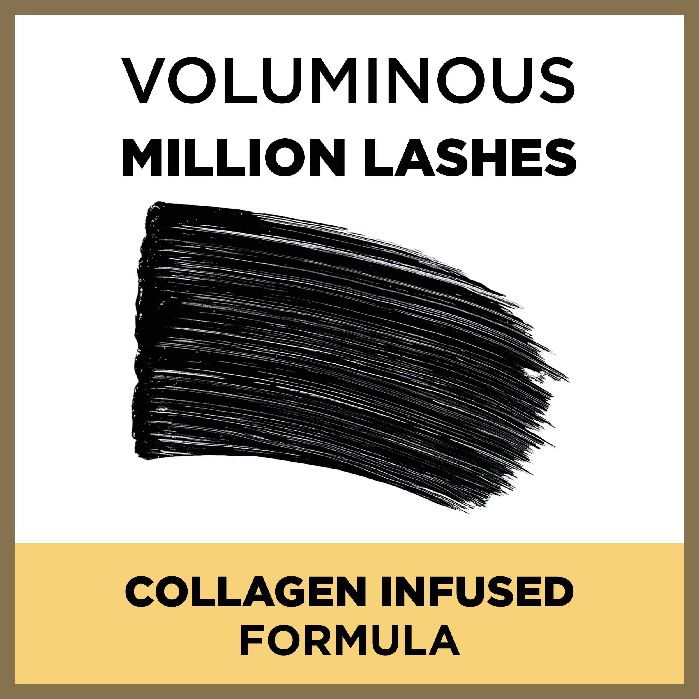 L'Oreal Paris Voluminous Million Lashes Mascara - Collagen Infused Volumizing & Lengthening Mascara - Waterproof Black Mascara with Amplifying Brush - 0.32 Fl Oz (1 Count) - Perfect for Everyday Wear, Special Occasions & Dramatic Eye Looks