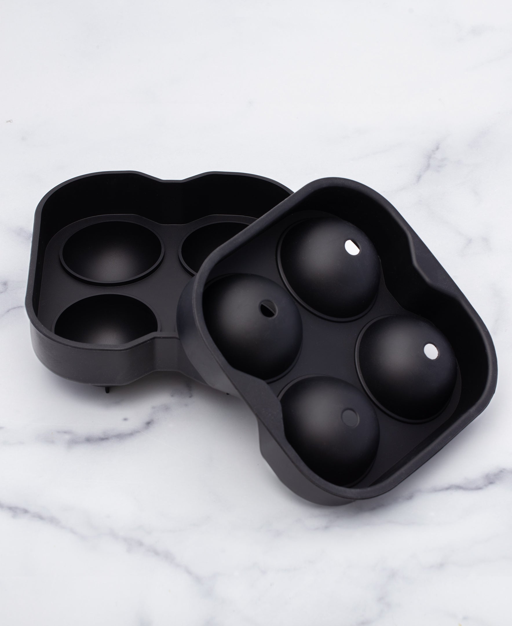 Premium Black Round Silicone XL Ice Mold - Extra Large Reusable Ice Cube Tray for Cocktails, Whiskey & Cold Drinks - Perfect for Home Bars, Parties & Entertaining