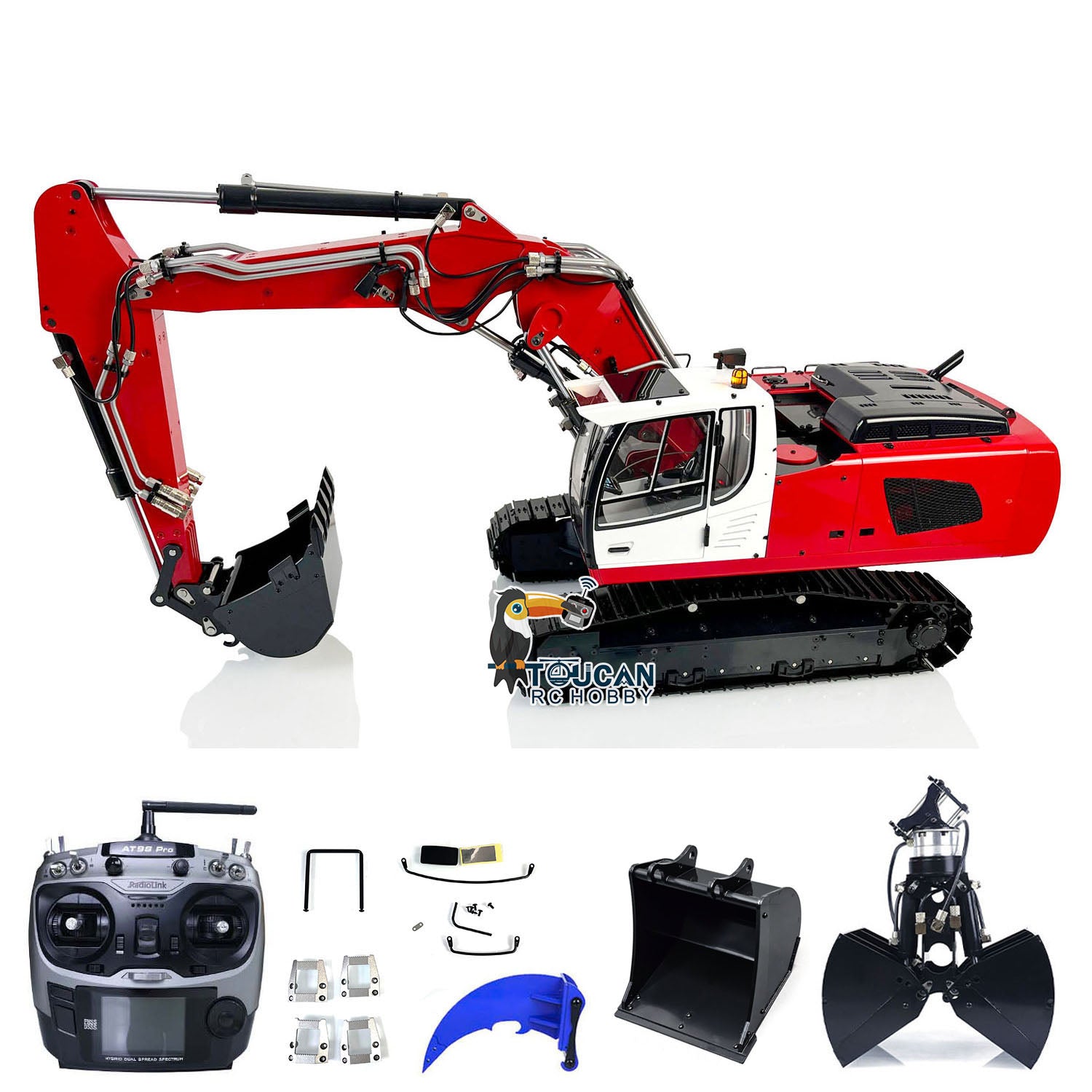 MTMODEL 1/14 Scale 946 RC Hydraulic Excavator Toy - Metal Construction, Pre-Assembled & Painted, with Clamshell Bucket & Ripper Attachments (AT9S Model) | Heavy Duty Remote Control Construction Vehicle for Kids & Adults | Perfect for Sandbox Play, Construction Site Simulation & Collectors Display