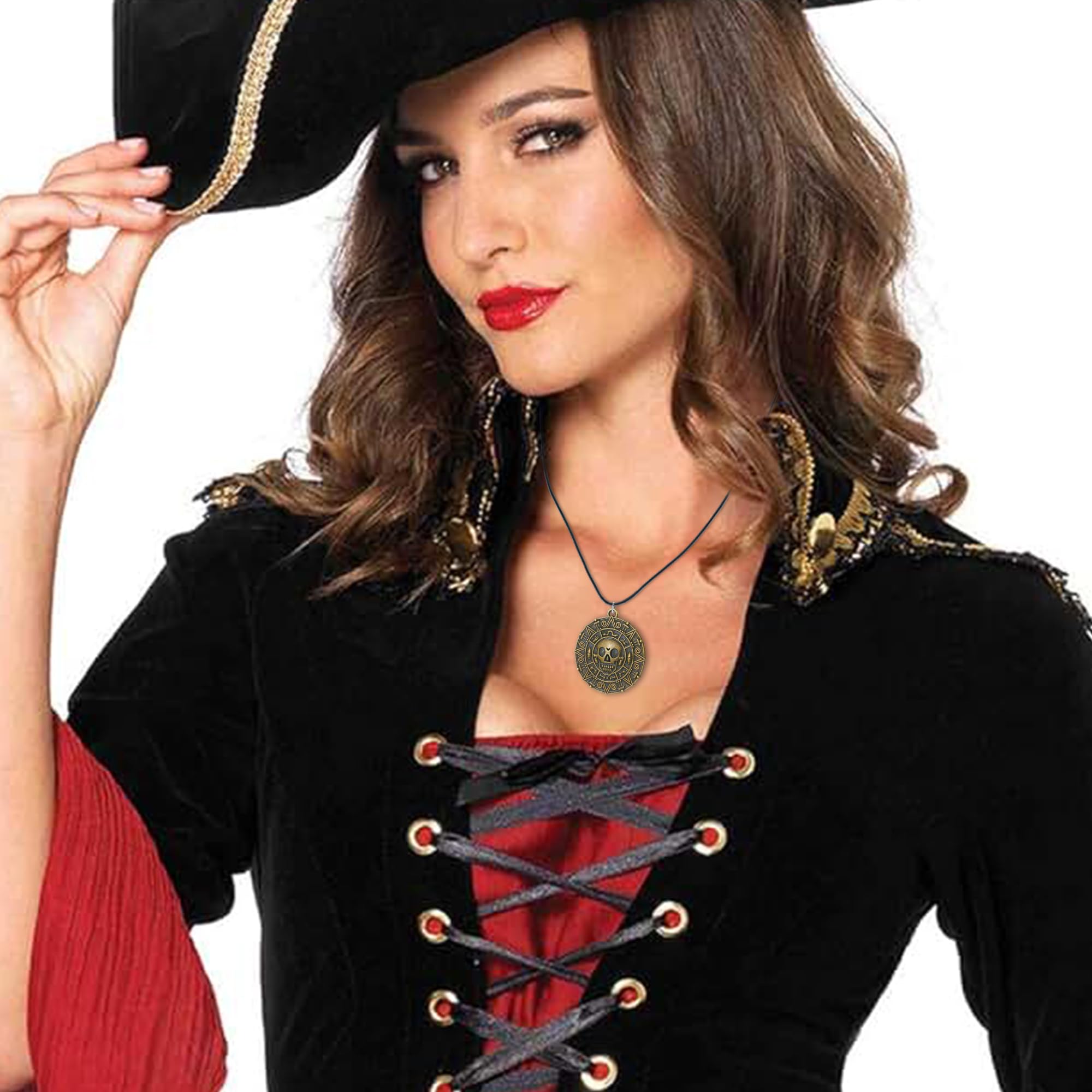 Pirate Skull Necklace - Authentic Pirate Jewelry & Costume Accessories for Halloween, POTC Collectors & Renaissance Faires | Perfect Pirate-Themed Gift & Cosplay