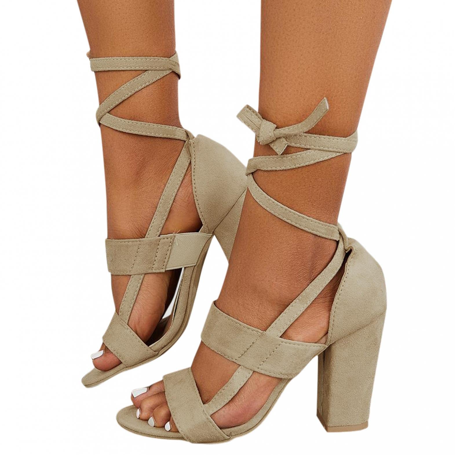 Sexy Strappy High Heel Sandals for Women - Bohemian Lace-Up Ankle Strap Wedding Pumps - Perfect for Parties, Date Nights & Special Occasions