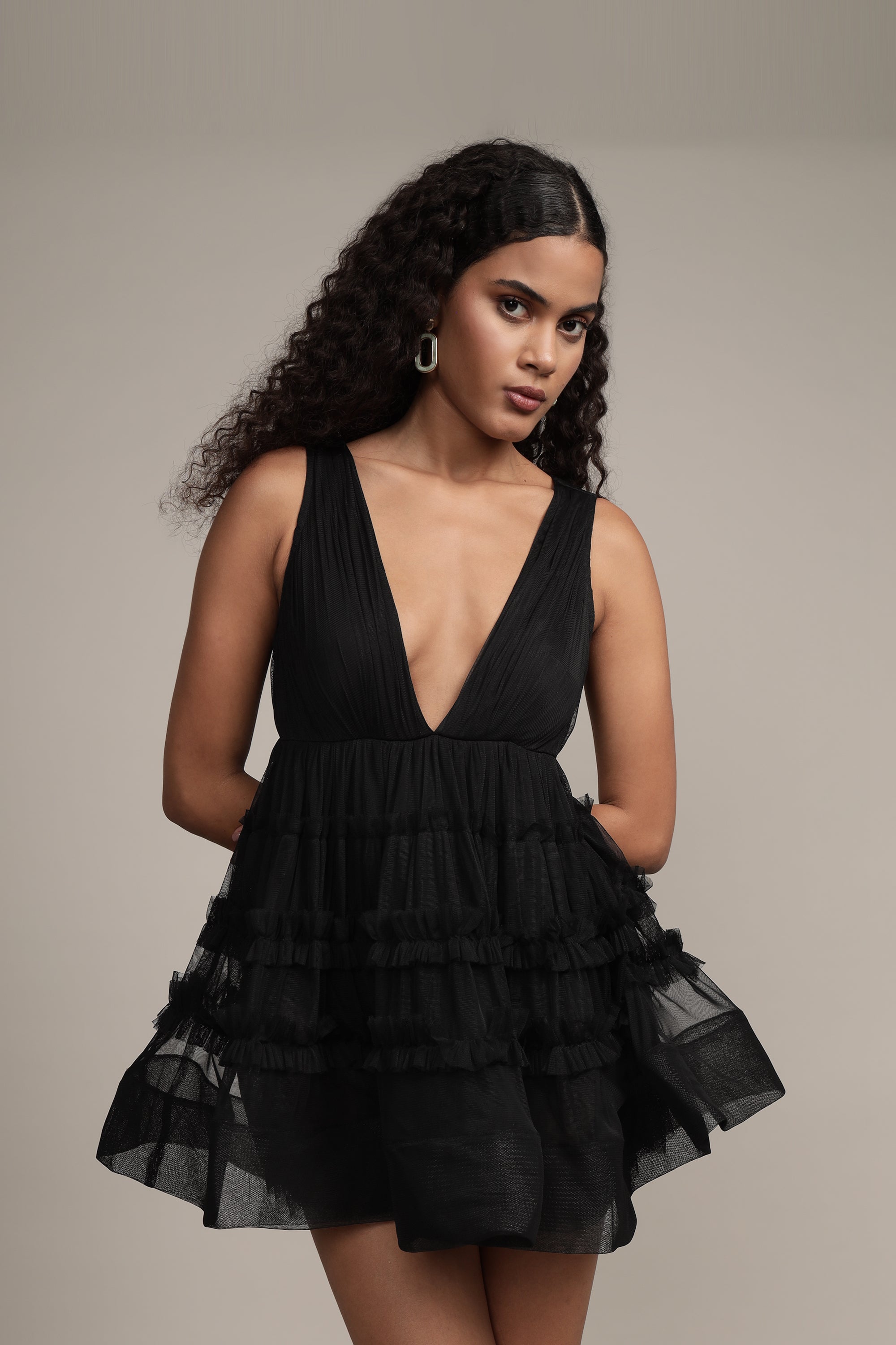 Ivy Black Tulle Mini Dress - Elegant Party & Evening Wear for Women | Perfect for Weddings, Prom, Cocktail Dresses & Special Occasions