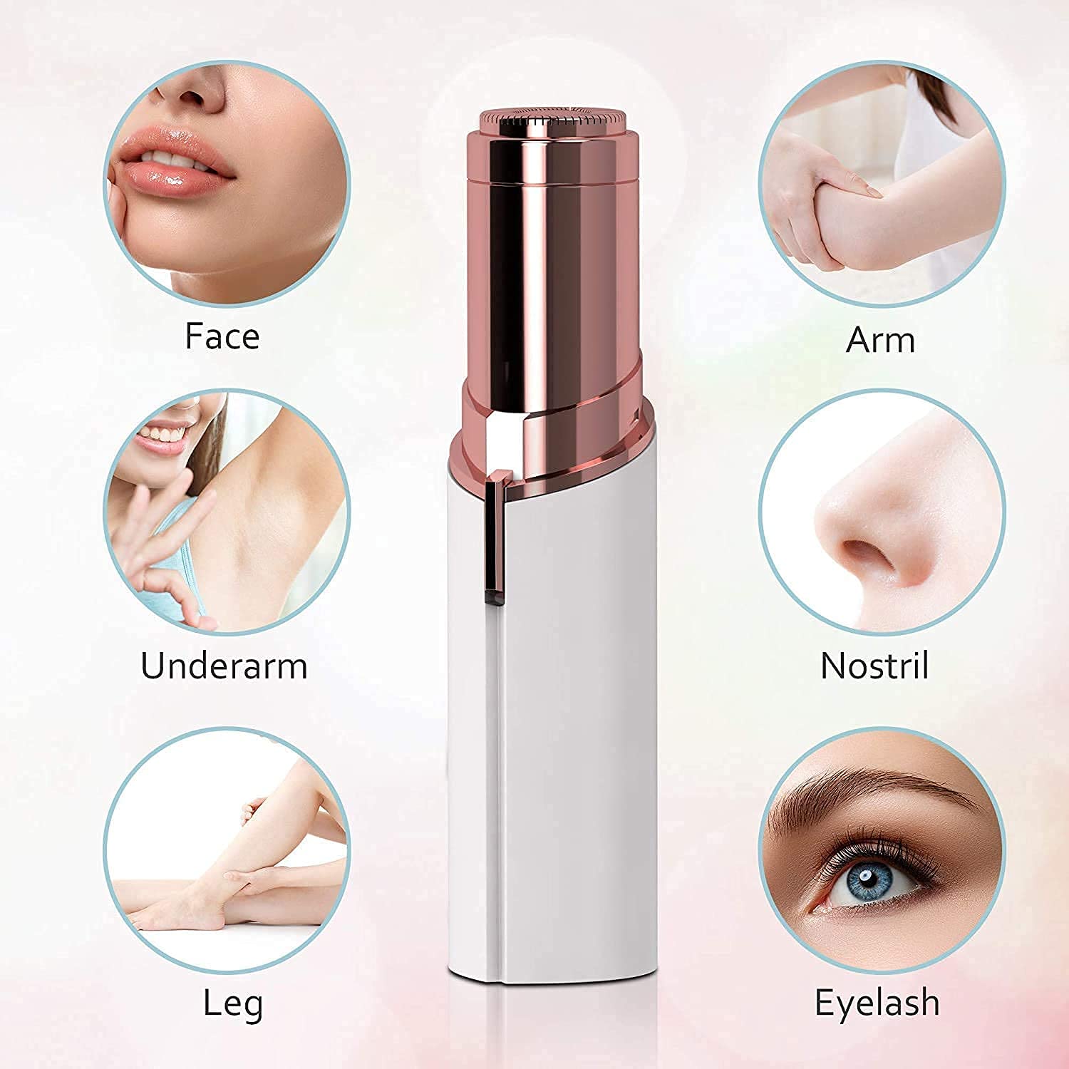 USB Rechargeable Facial Hair Epilator for Women - Painless Hair Remover for Face, Chin, Cheeks & Eyebrows - Portable Lipstick-Shaped Design - Perfect for Travel, Home Use & Quick Touch-Ups