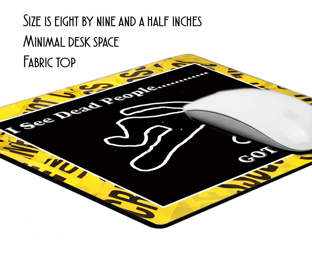 CSI Crime Scene Investigator 'I See Dead People' Thin Rubber-Backed Gaming Mouse Pad - Non-Slip Square Mousepad for Computer, Laptop & Desk - Perfect for Gamers, Office & Home Use