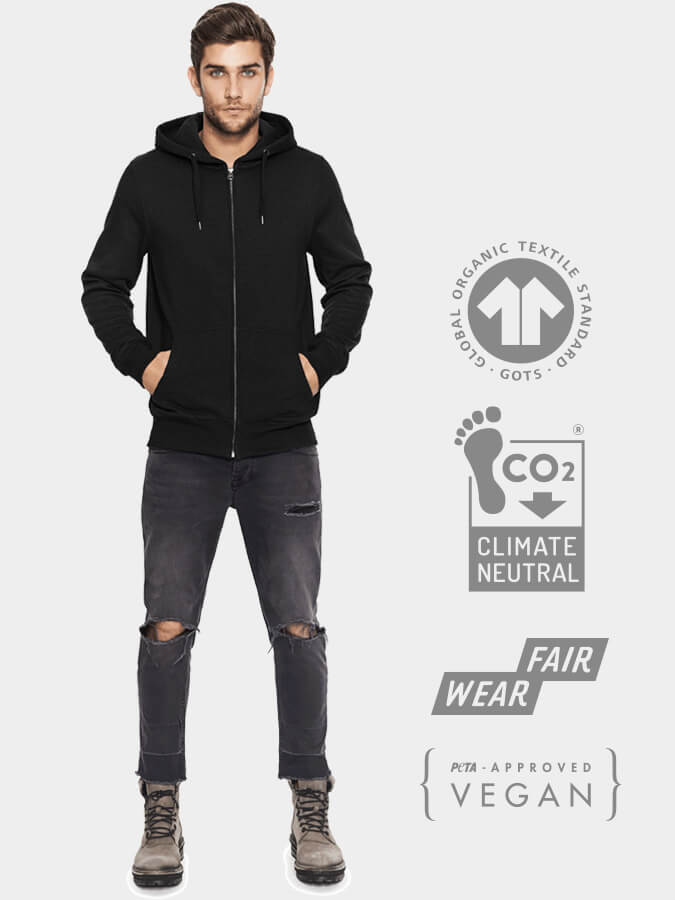 Men's Organic Cotton Zip-Up Hoodie for Yoga & Gym - Breathable & Comfortable Workout Jacket for Men - Perfect for Yoga Studios, Running & Casual Wear