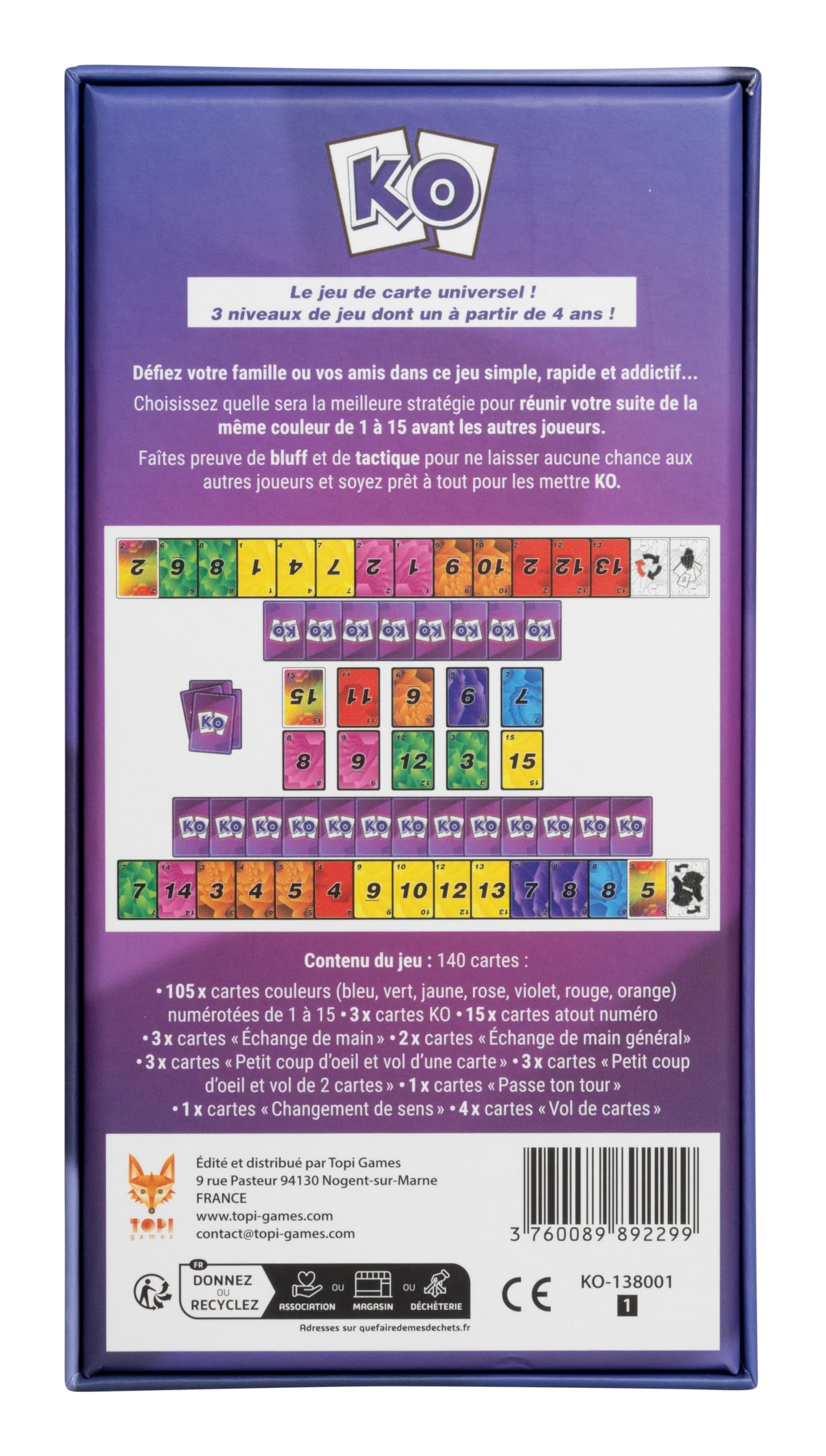 Topi Games KO Card Game - Fun Family Party Game for Kids & Adults - Perfect for Game Nights, Travel & Social Gatherings