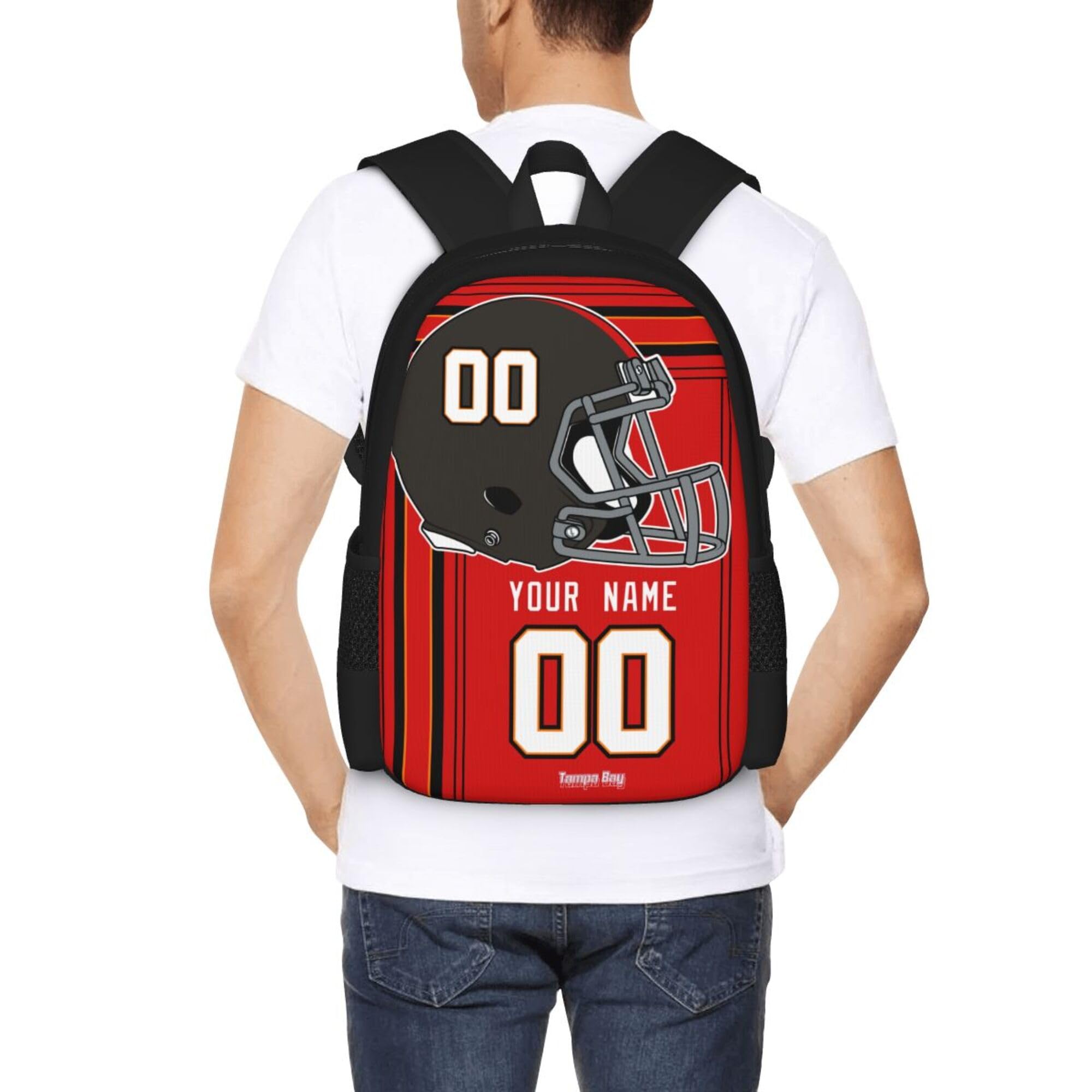 ANTKING Tampa Customized Backpack - High Capacity Personalized with Any Name & Number - Perfect Gift for Kids & Men - Ideal for School, Travel, Sports & Fan Gear