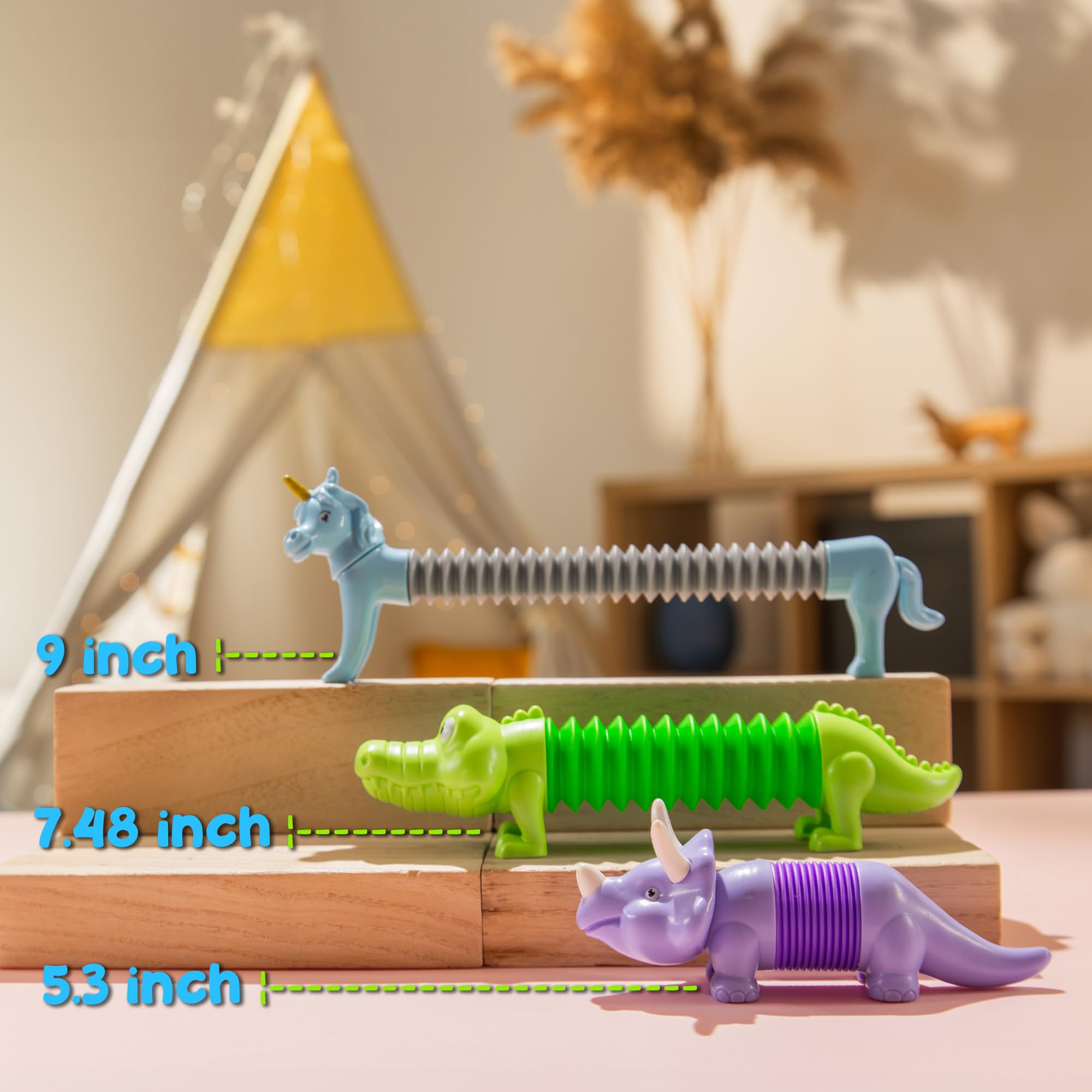 **Boxgear 5-Pack Mixed Animal Pop Tubes - Cute Sensory Fidget Toys for Kids, Stress Relief & Anxiety Relief with Popping Sounds - Fun Spring Toys for Toddlers, Boys & Girls - Perfect for Classroom, Travel, and Home Play**