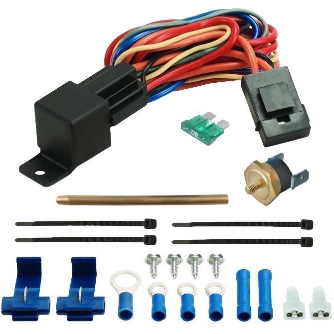 30 Row Transmission Oil Cooler with Electric Fan & Push-in Probe Thermostat Switch - Heavy Duty Cooling for Trucks, RVs & Performance Vehicles