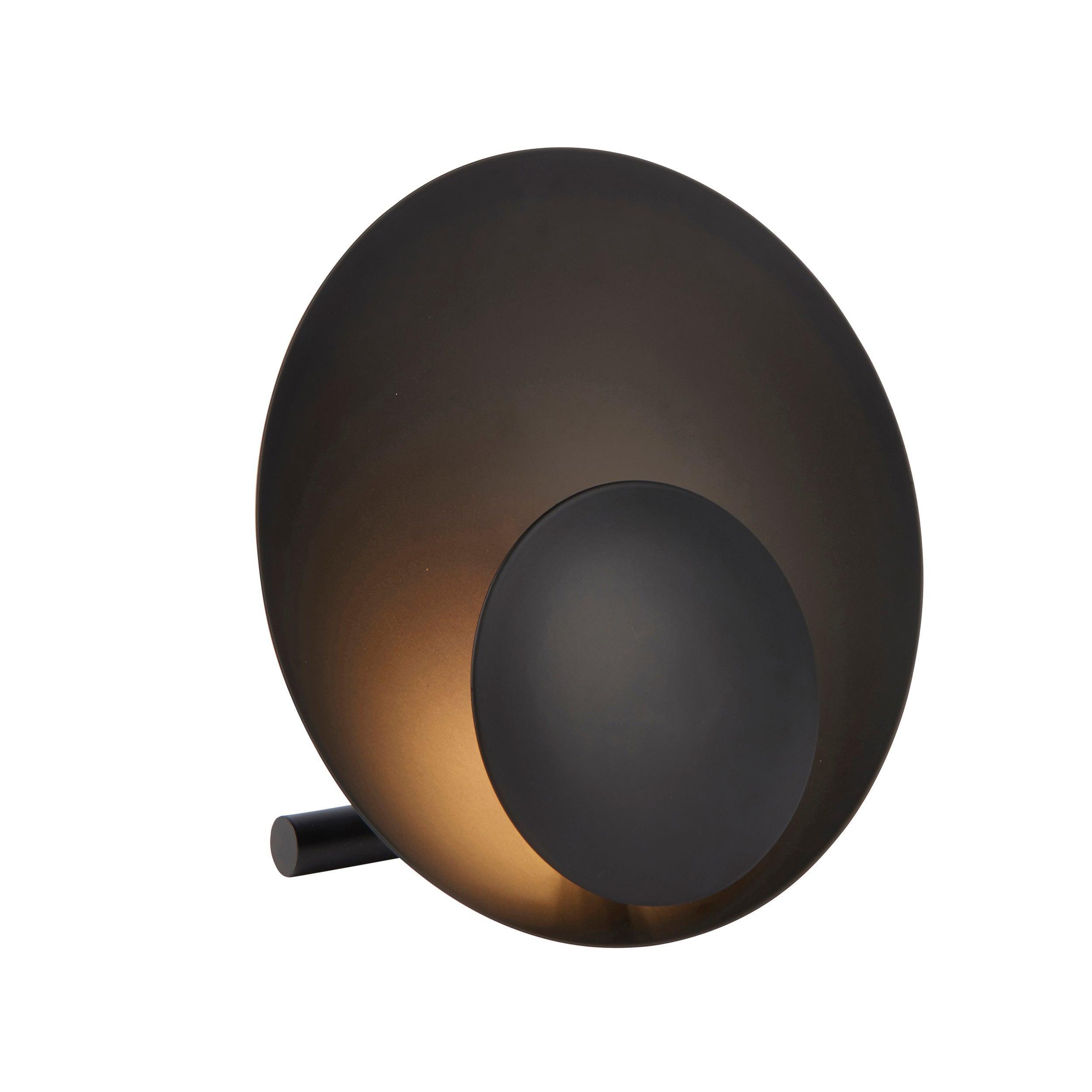 Modern Black Circle Small Table Lamp - Minimalist Nightstand Lamp for Bedroom, Living Room, or Office Decor