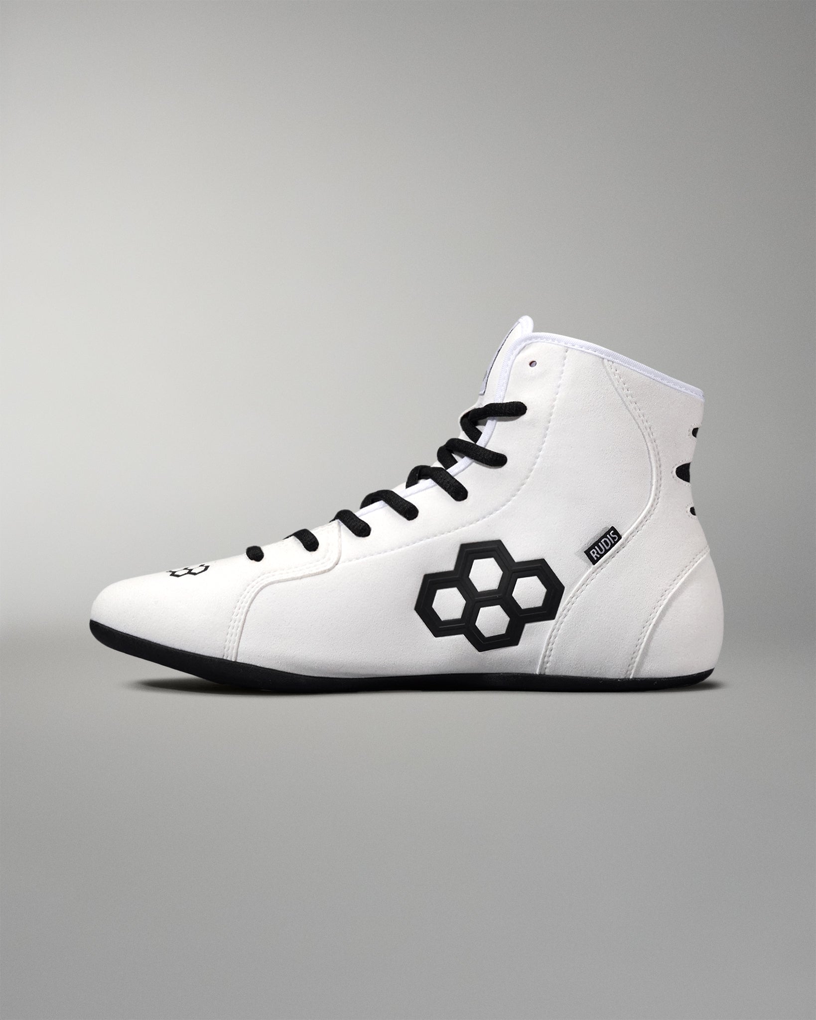 RUDIS Men's Wrestling Shoes for Adults - White & Black | Lightweight & Durable for Training, Competition & MMA | Perfect for Grappling, Practice & Gym Workouts
