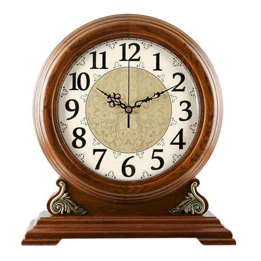 Vintage Wooden Alarm Clock - Silent Non-Ticking Battery Operated Desk Clock, Retro European Style Home & Office Decor for Bedroom, Living Room, Study | Perfect Gift for Home, Office, and Dorm Use