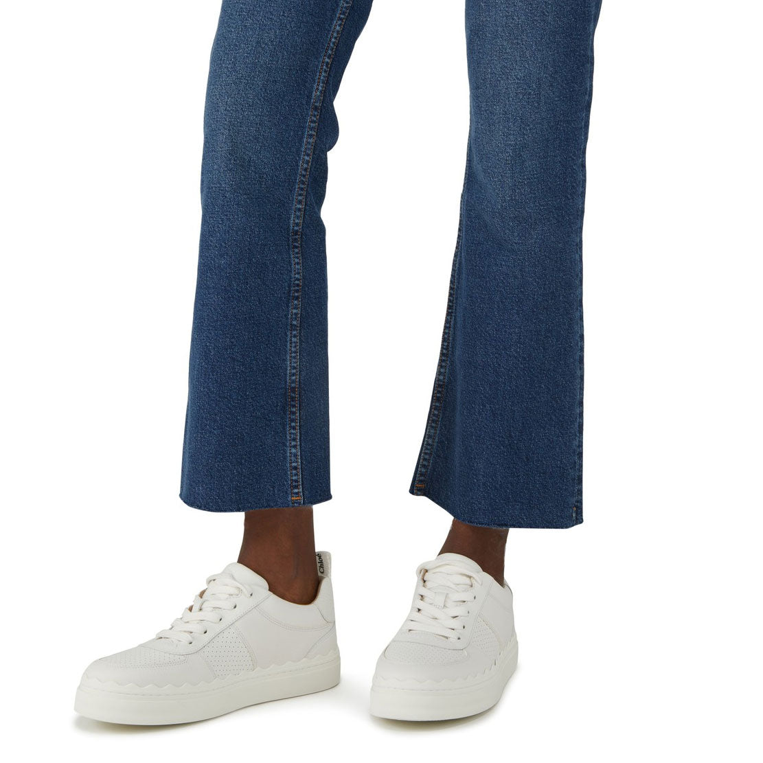 Lauren White Perforated Leather Sneakers for Women - Comfortable Casual Walking Shoes for Everyday Wear, Office & Travel