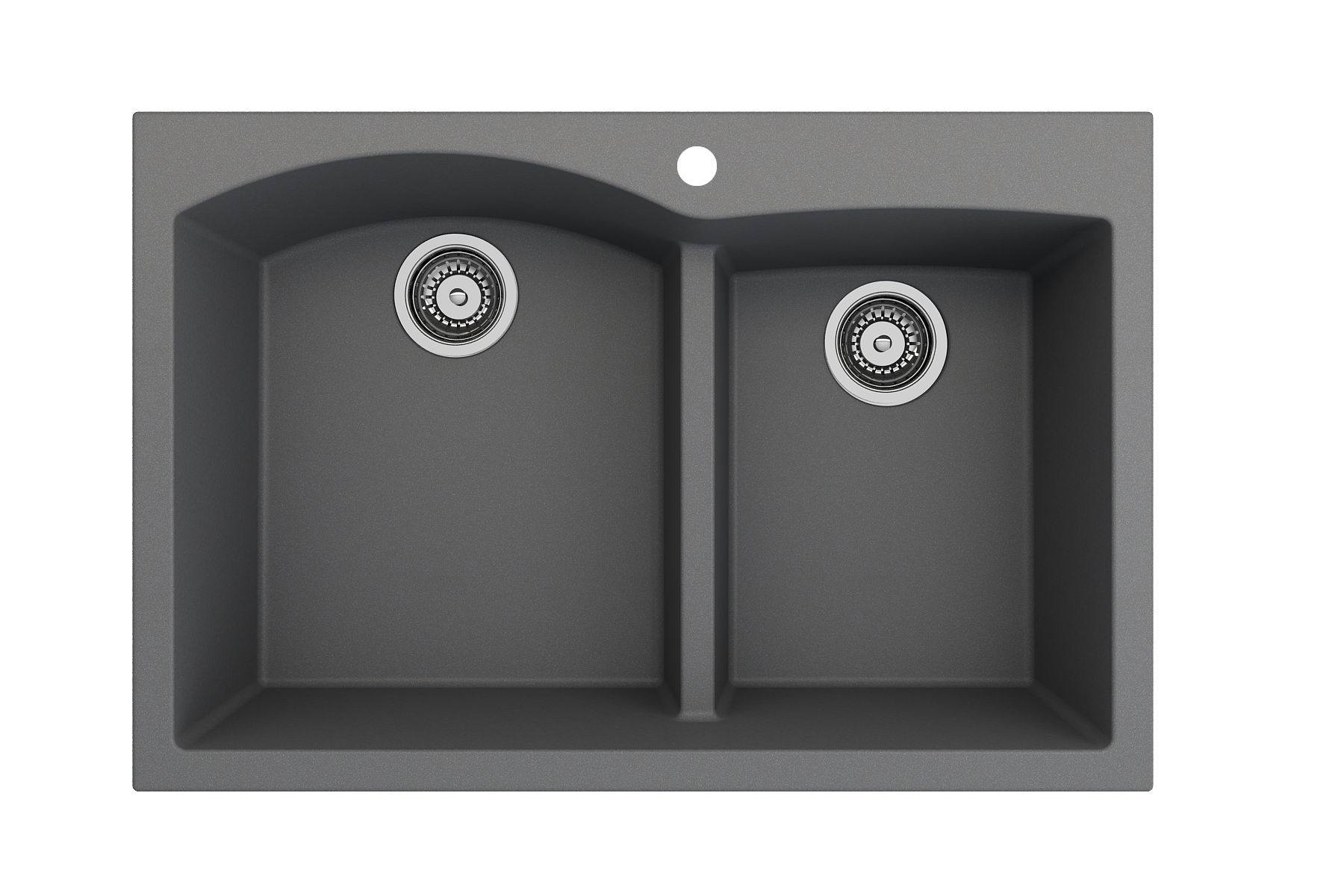 Bocchi 33 Dual Mount Granite Composite 60/40 Double Bowl Kitchen Sink in Concrete Gray - Perfect for Modern Farmhouse & Industrial Style Kitchens