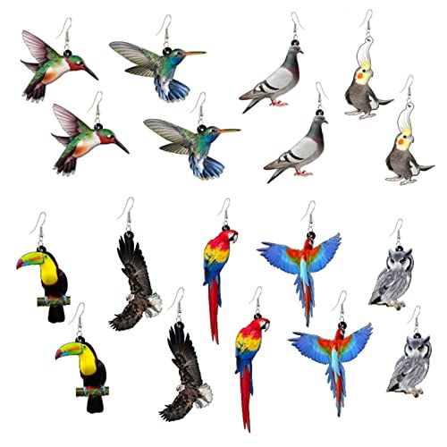 9 Pairs Bird Earrings