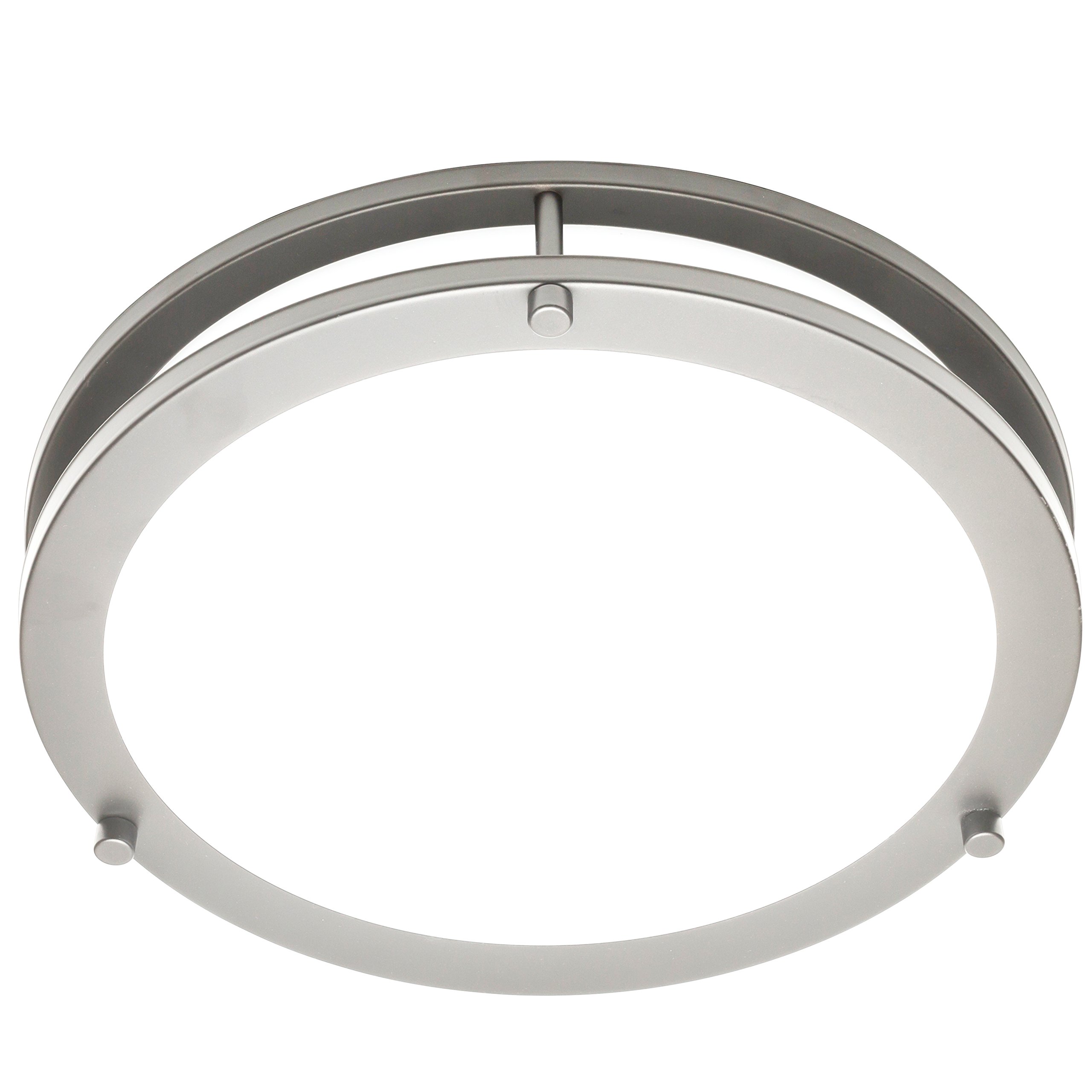 15W 12 Inch LED Flush Mount Ceiling Light Fixture - 4000K Natural White, 1050 Lumens, Brushed Nickel Finish for Kitchen, Bathroom, Hallway & Bedroom Lighting