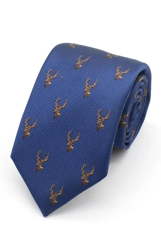 Stylish L A Smith Navy Stags Head Necktie for Men - Perfect for Business, Weddings & Formal Events