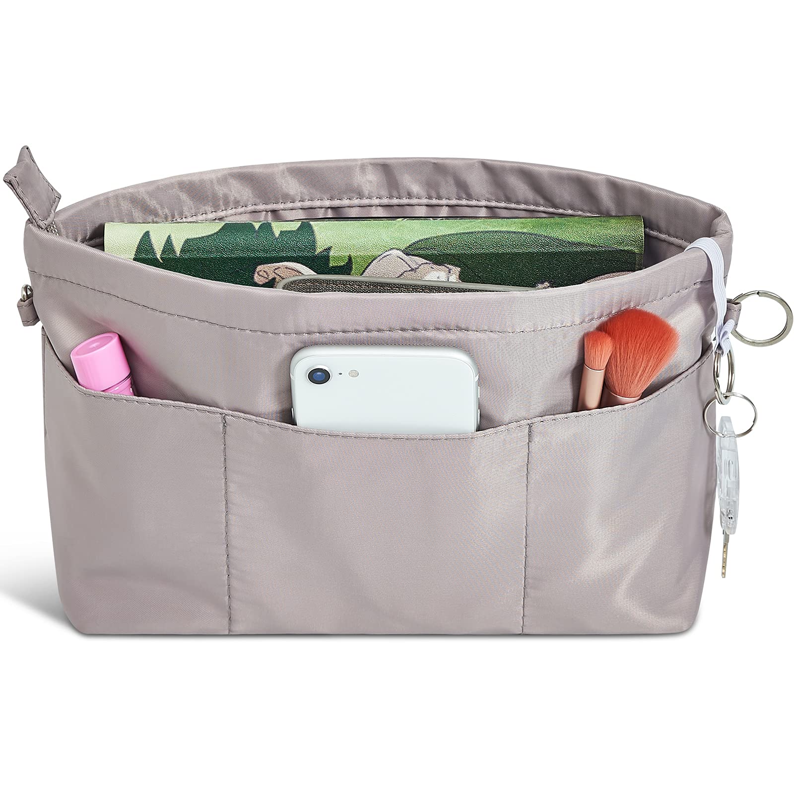 Premium Nylon Handbag Organizer Insert with 13 Pockets & Zipper - 5 Size Options for Tote Bags - Perfect for Travel, Work & Daily Organization