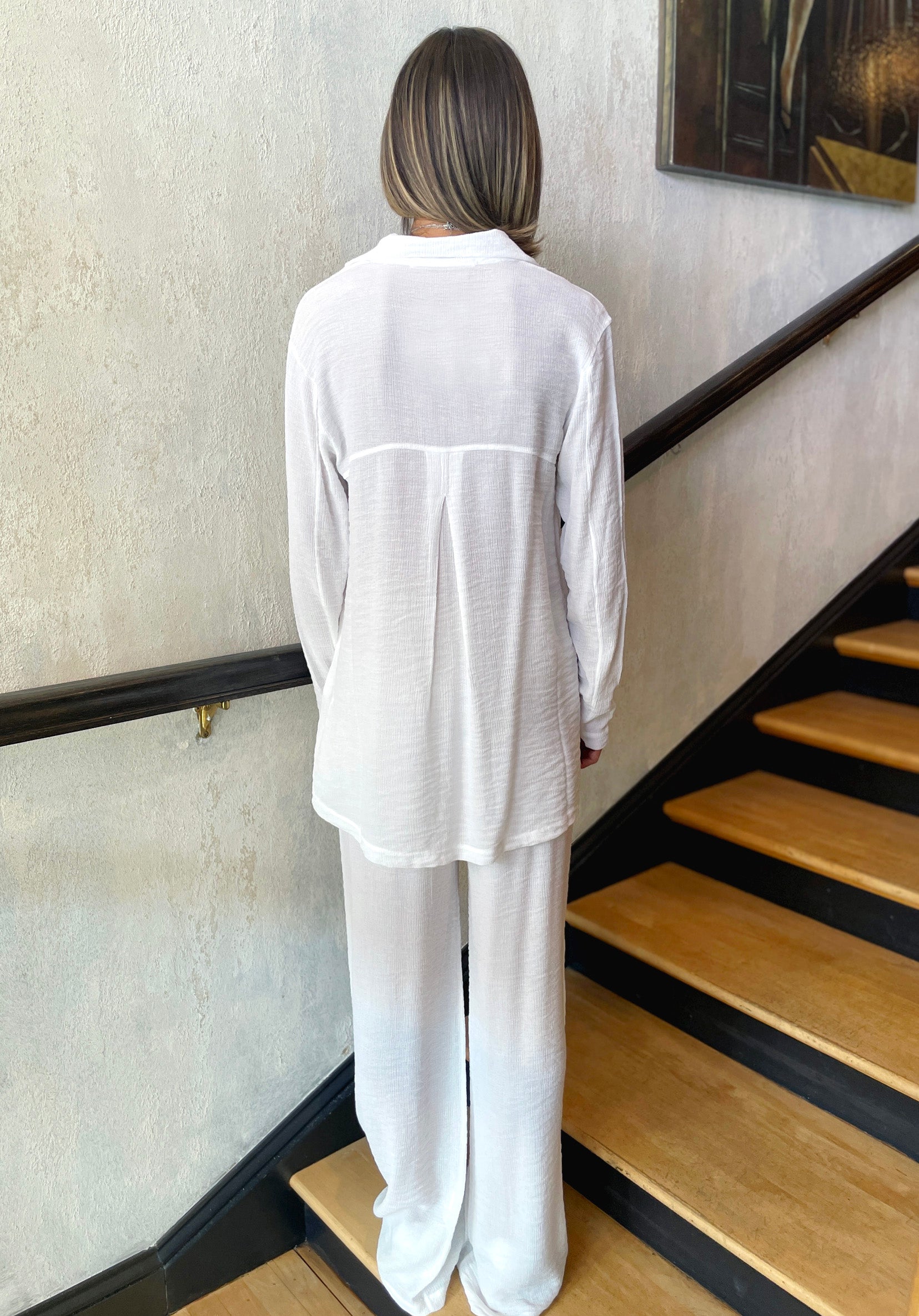 Stylish Embossed Viscose Shirt with Pocket - White | Comfortable Women's Blouse for Office, Casual Wear & Summer Outfits