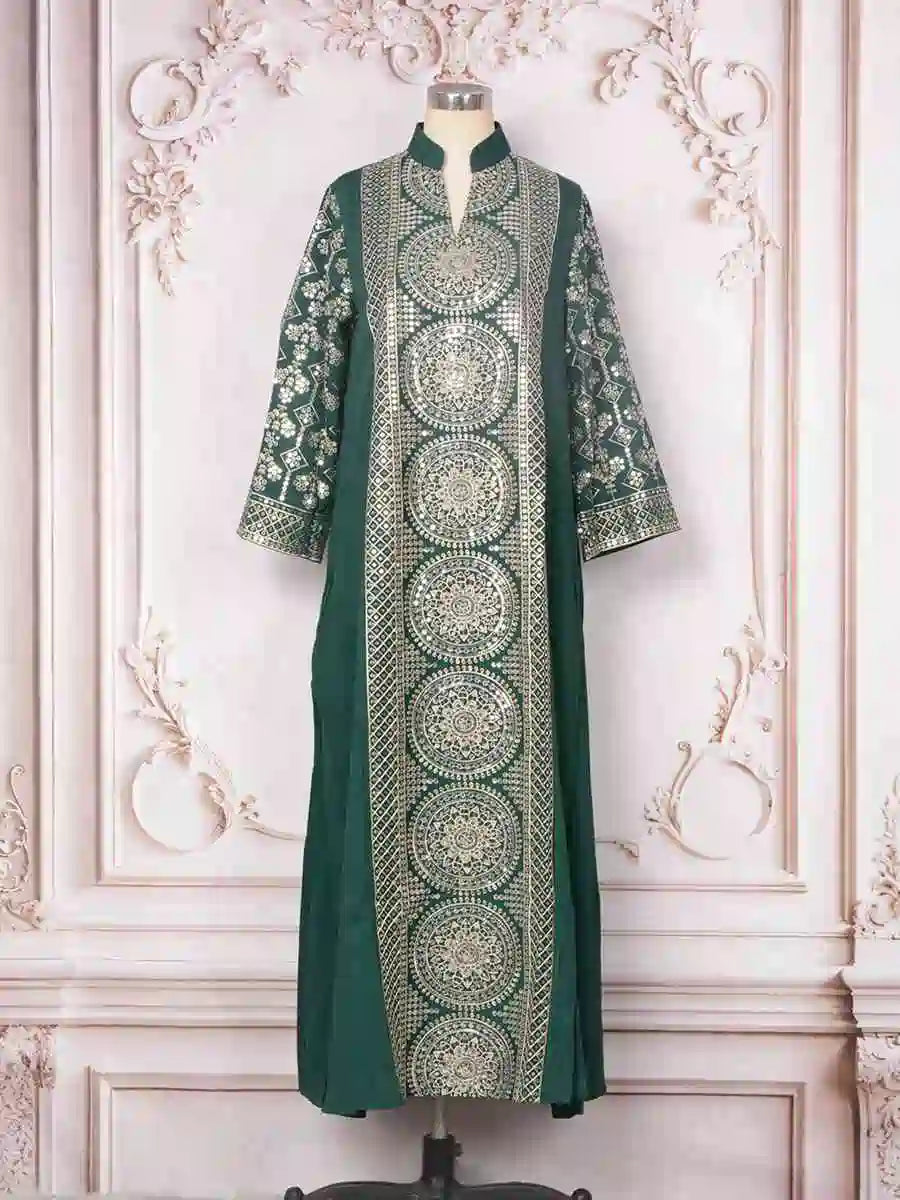 Elegant Eid Sequins Middle East Arab Caftan Kaftan Dress for Women - Traditional Islamic Party Wear #25397 | Perfect for Eid Celebrations, Weddings & Special Occasions