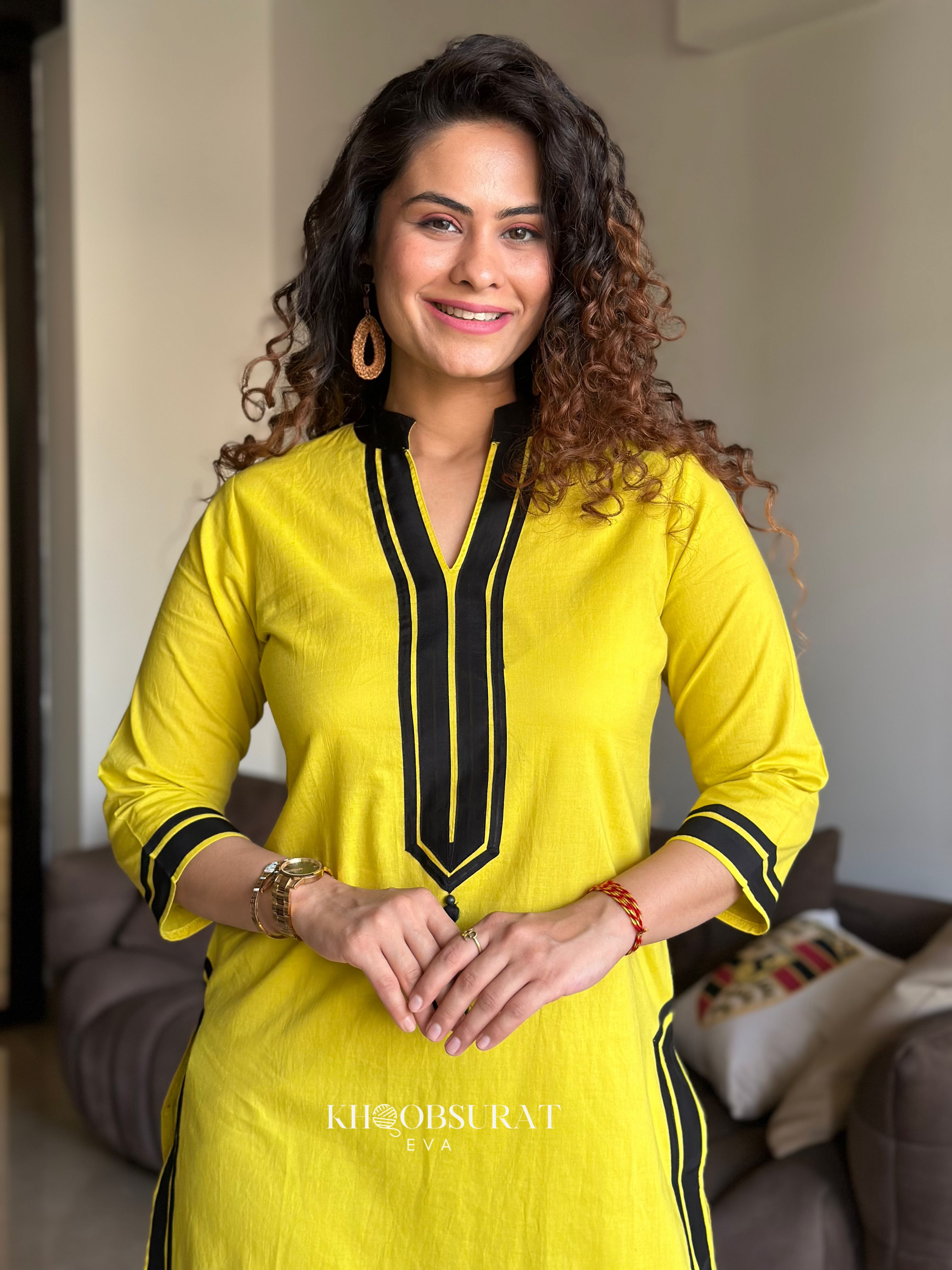 Desi Doll Yellow Kurta Set for Girls - Traditional Indian Ethnic Wear for Festivals, Parties & Special Occasions