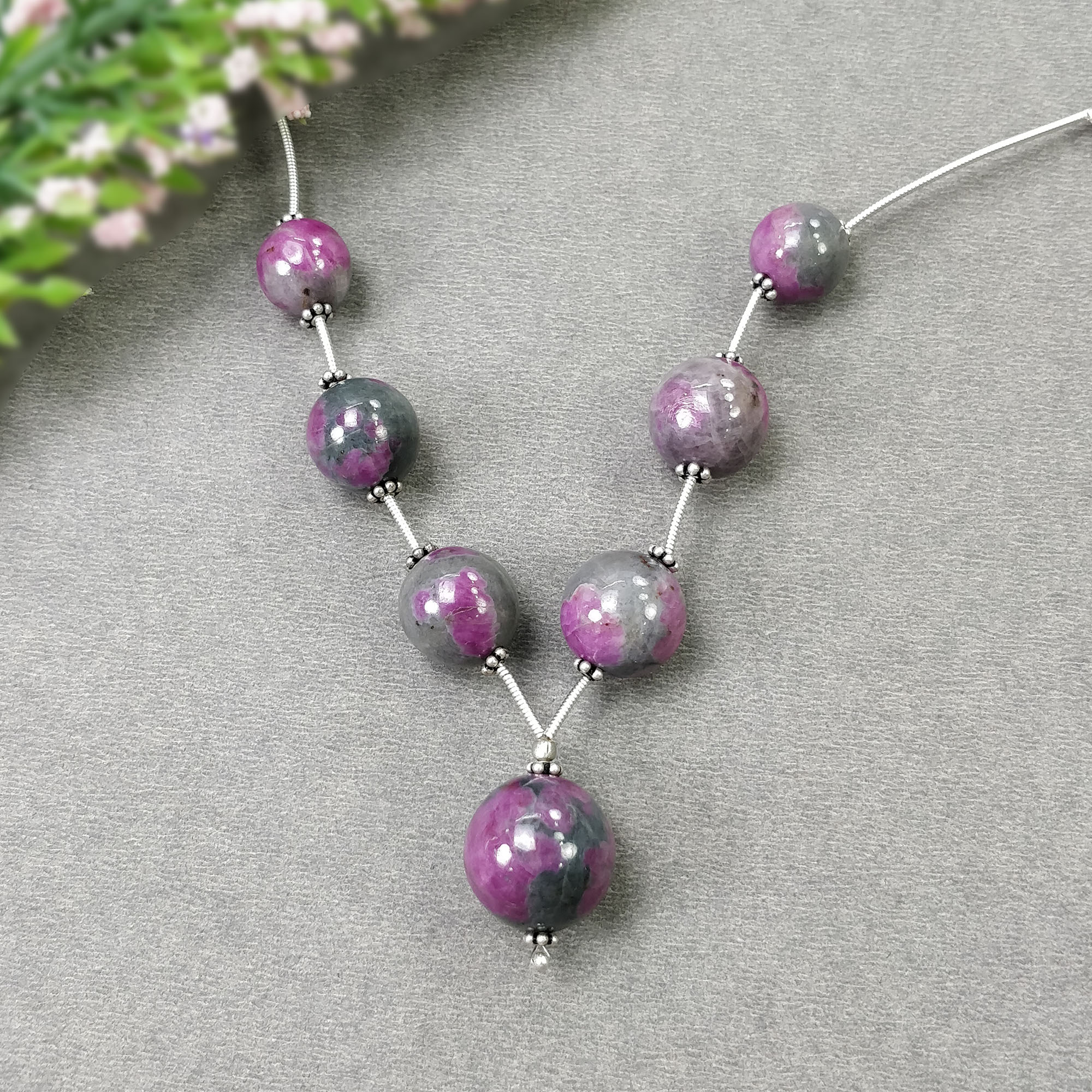 Natural Untreated Ruby Gemstone Loose Beads - 130.45cts Bi-Color Zoisite Ruby Balls (10.5mm-15.5mm) for Jewelry Making, DIY Crafts & Healing Crystal Collections