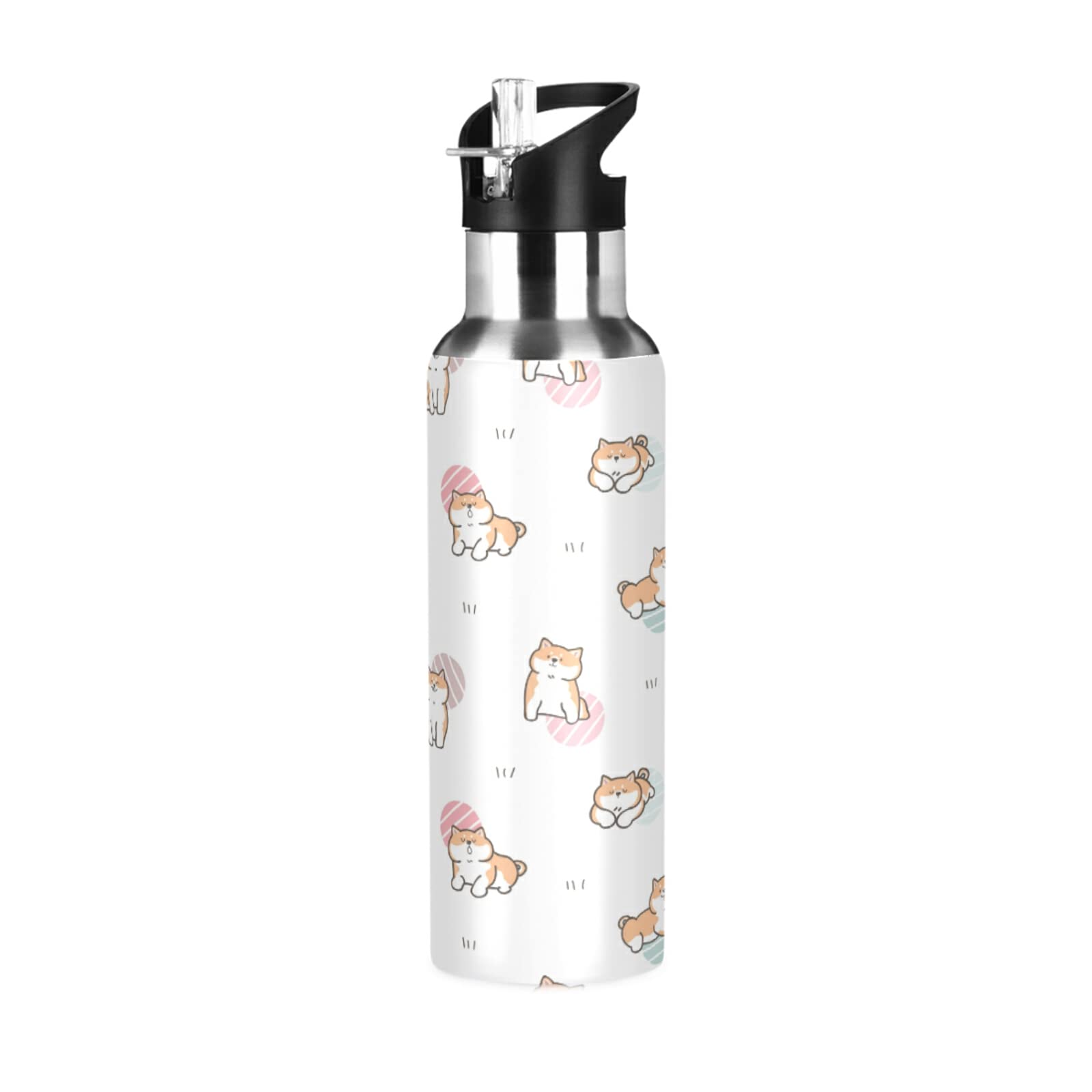 Cute Shiba Inu Water Bottle 20oz - BPA Free Stainless Steel for Gym & Outdoor