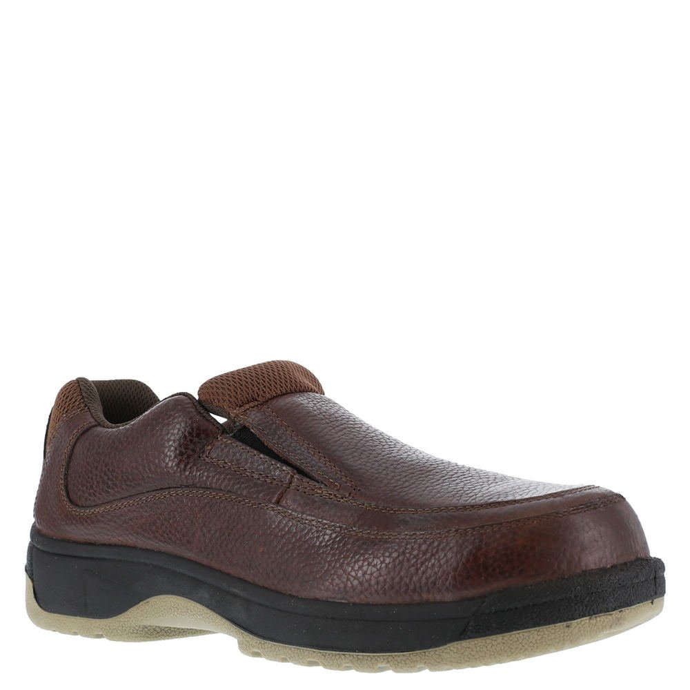 Florsheim Women's Lucky Slip Resistant Composite Toe Work Safety Shoes - Brown Leather Casual Work Boots for Nurses, Waitresses & Restaurant Workers