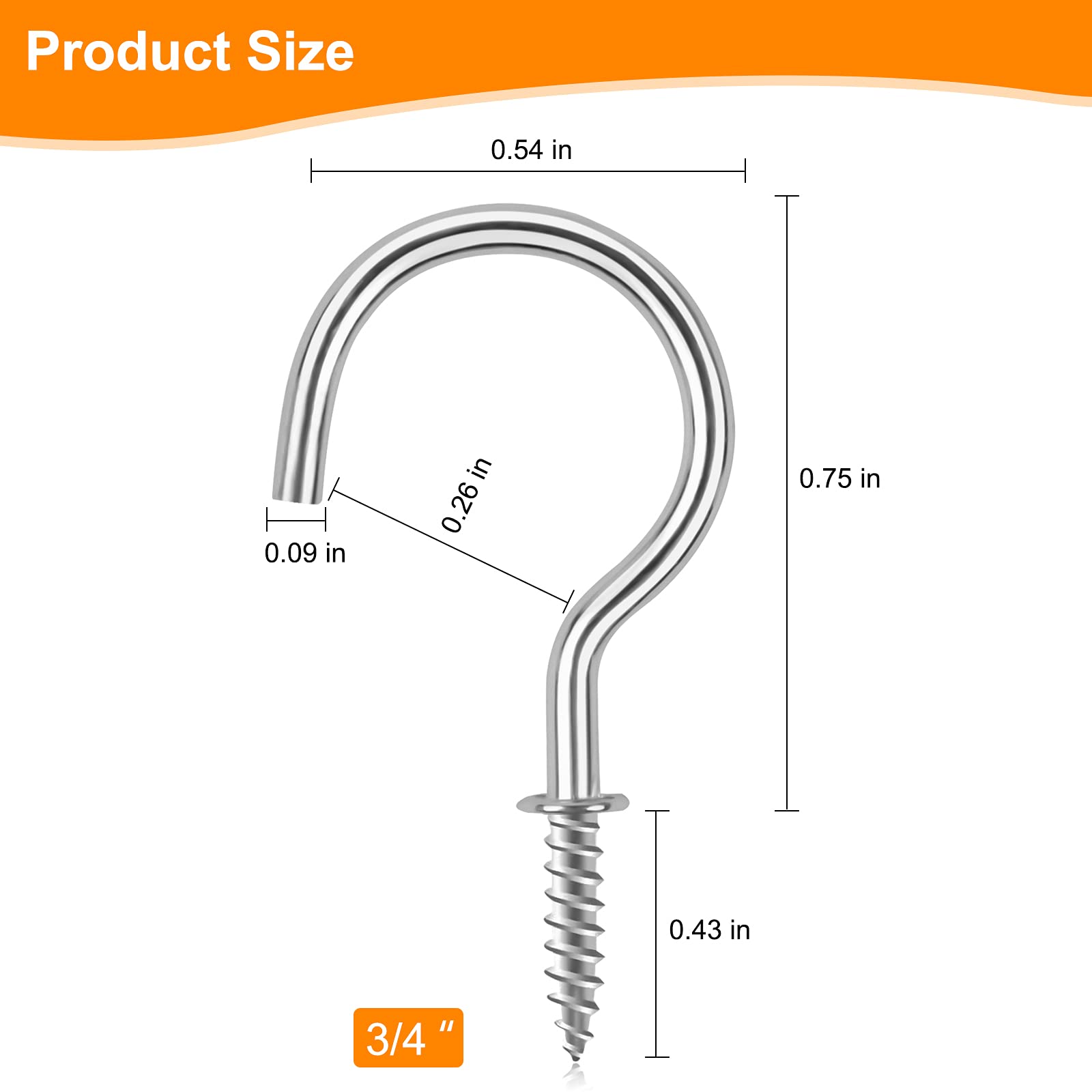 3/4 Inch Metal Screw in Ceiling Hooks - 160 Pack Silver Cup Screw Hooks for Plant Hangers, Wind Chimes & Kitchen Storage - Heavy Duty Indoor/Outdoor Hanging Solution for Home, Garden & Garage Organization