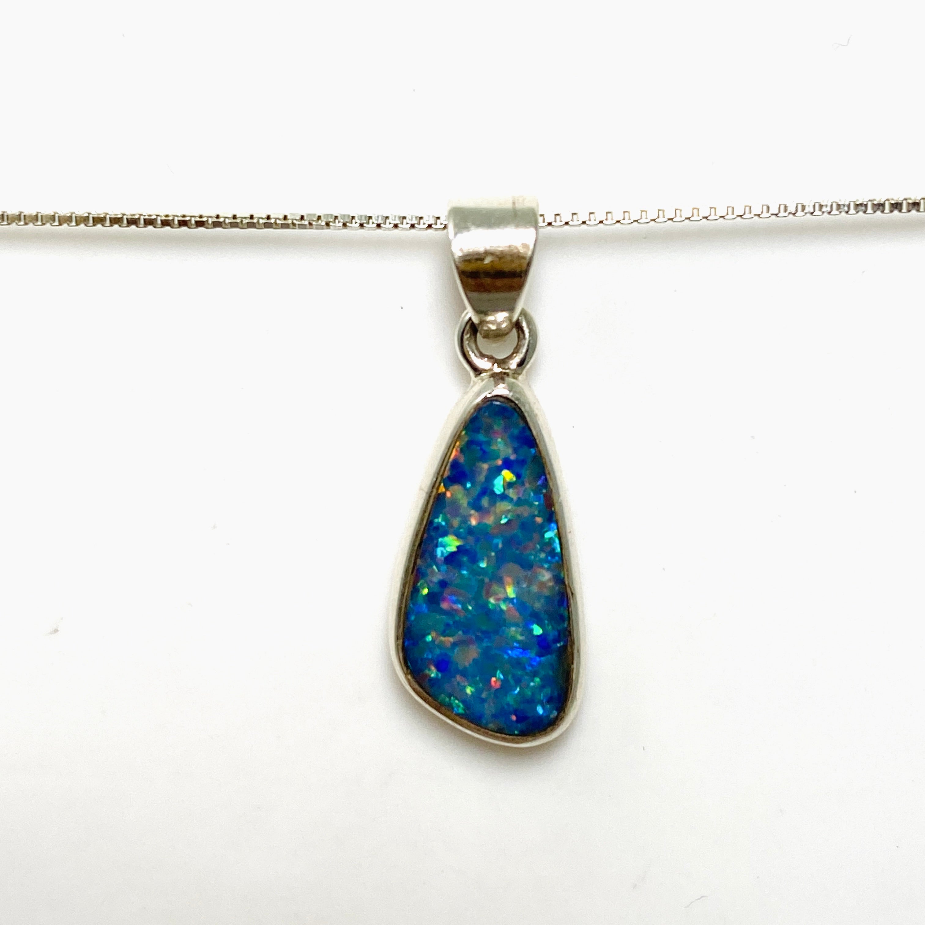 Natural Opal Doublet Freeform Cabochon Pendant - Genuine Lightning Ridge Australian Opal Jewelry PPGJ1002 | Handmade Necklace for Women, Gift for Her, Birthday & Anniversary Present