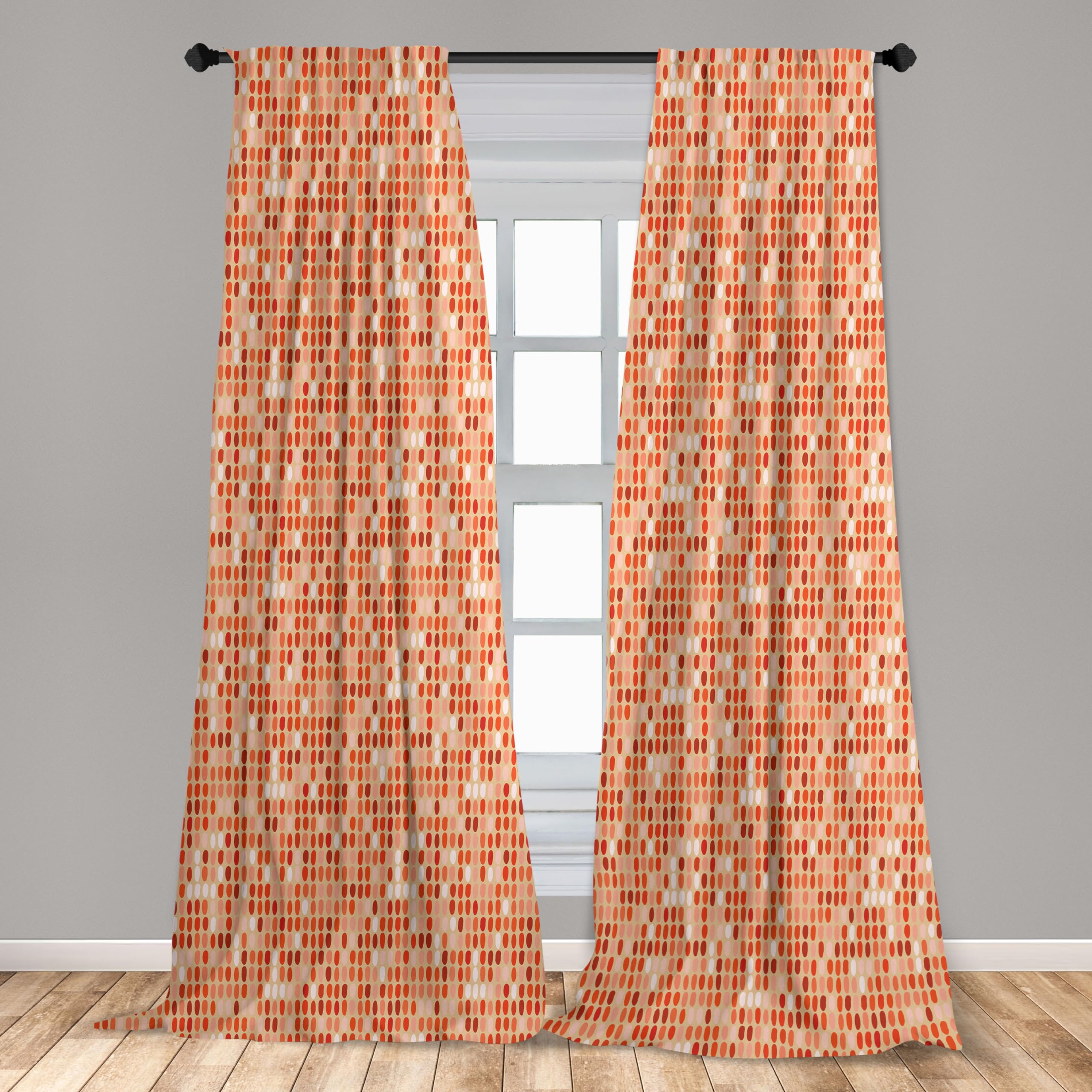 Ambesonne Modern Geometric Window Curtains - Orange Circle Pattern Lightweight Drapes with Rod Pocket, 2 Panels 28x84 Inches for Living Room & Bedroom Decor