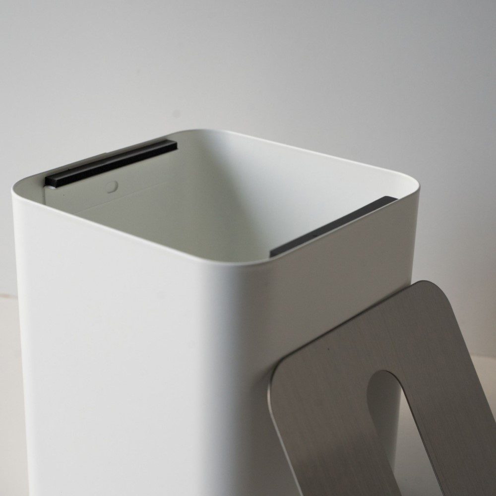 Square Tissue Box with Metal Lid - White & Brushed Steel Home Decor | Modern Tissue Holder for Living Room, Bathroom & Office