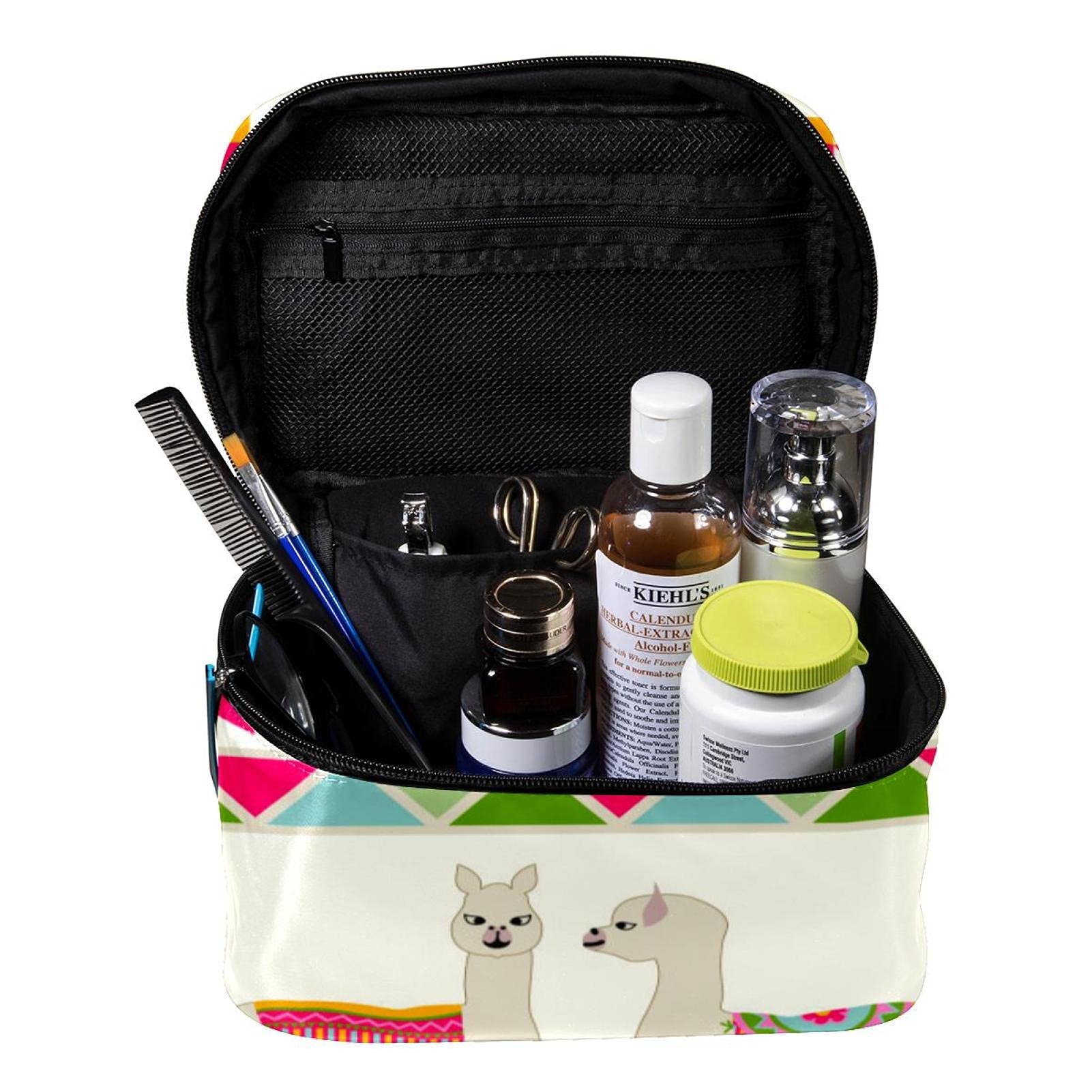 Tribal Llama Cactus Pattern Travel Makeup Bag - Large Waterproof Cosmetic Organizer with Zipper for Women & Girls | Perfect for Vacation, Gym, Beach & Daily Essentials Storage