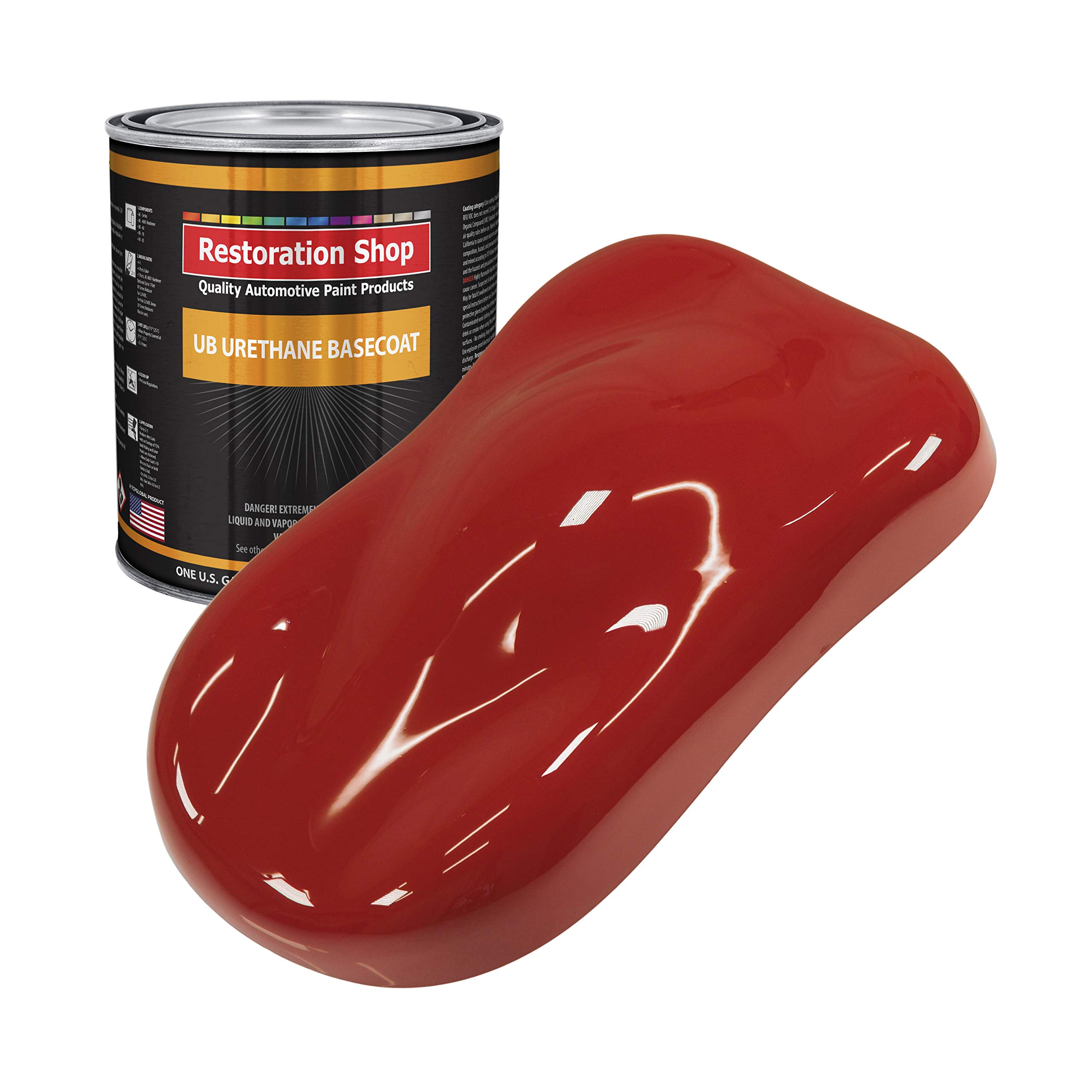 Restoration Shop - Jalapeno Bright Red Urethane Basecoat Auto Paint (1 Gallon) - Professional High Gloss Automotive Coating for Cars & Trucks - Perfect for Vehicle Restoration & Custom Paint Jobs