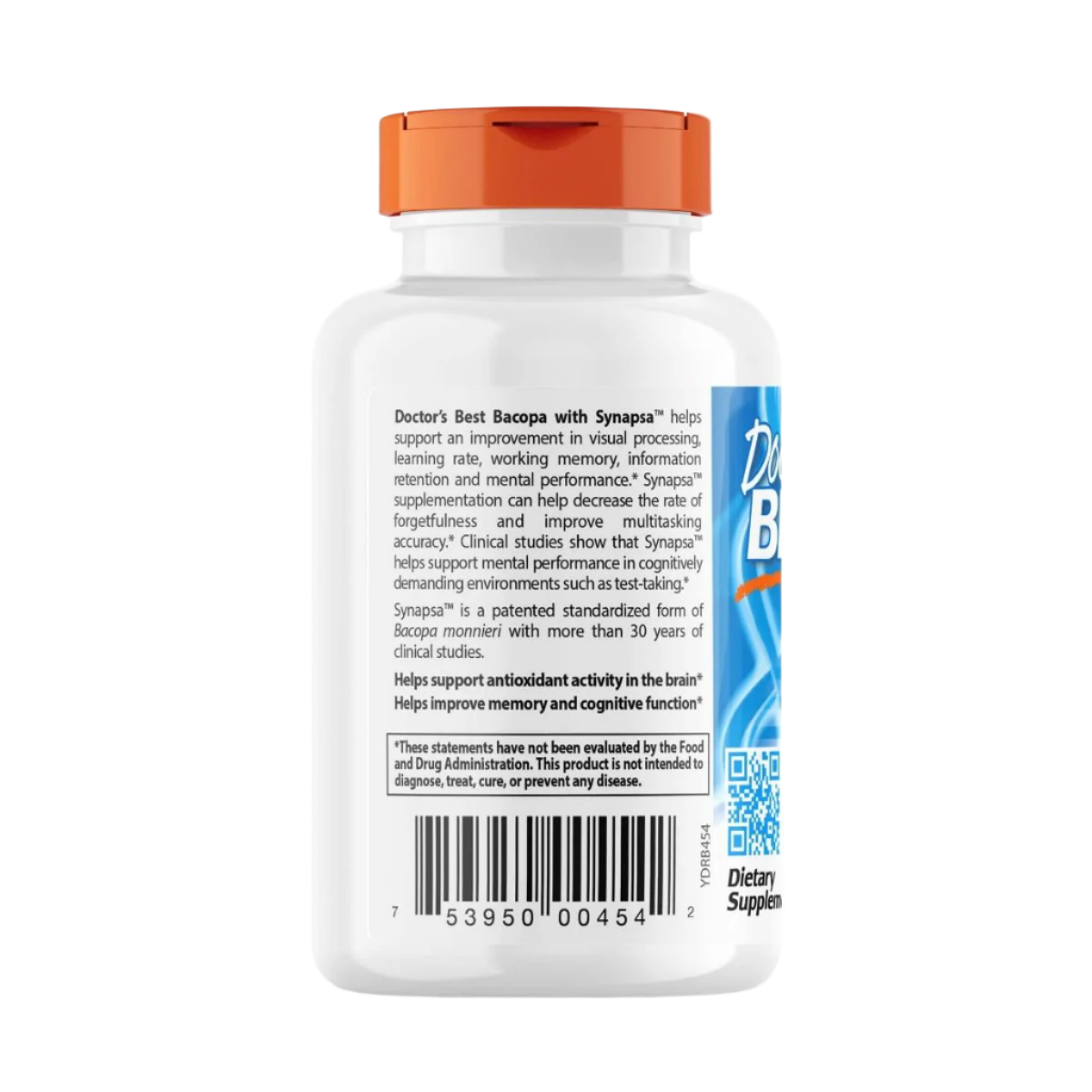 Doctor's Best Bacopa with Synapsa 320mg - 60 Vegetarian Capsules for Memory & Focus Support - Brain Supplement for Studying, Work & Mental Clarity