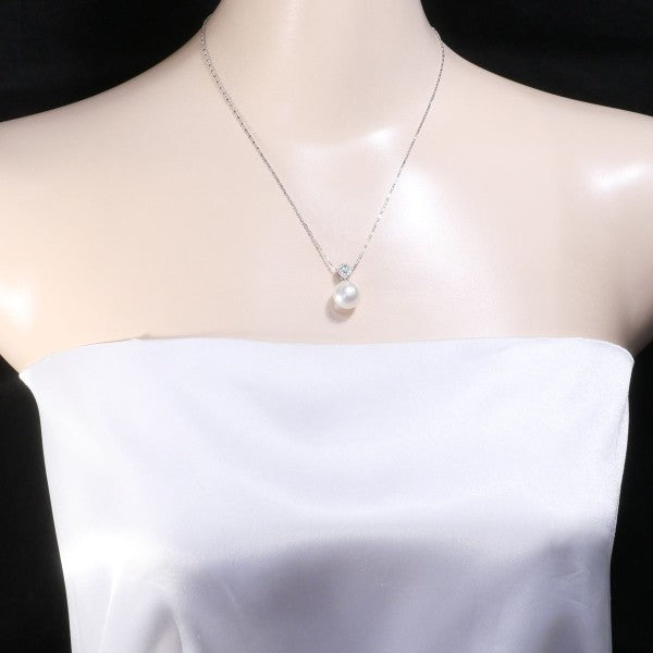 18K White Gold Pearl Paraiba Tourmaline Diamond Pendant Necklace - Elegant Jewelry Gift for Women, Perfect for Weddings, Anniversaries & Special Occasions