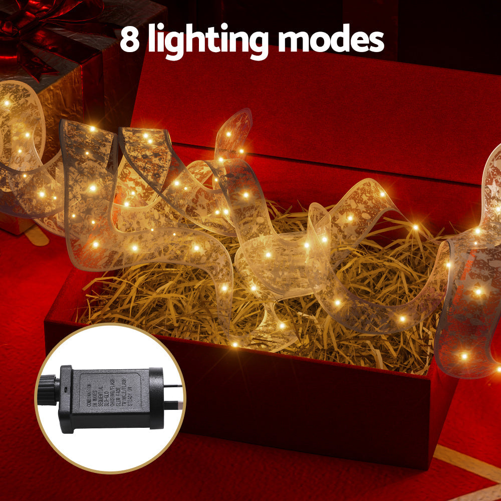20M 200 LED Christmas Fairy Ribbon Lights - Warm White Holiday Decor for Indoor/Outdoor Xmas Tree, Home, Garden, Party Decoration