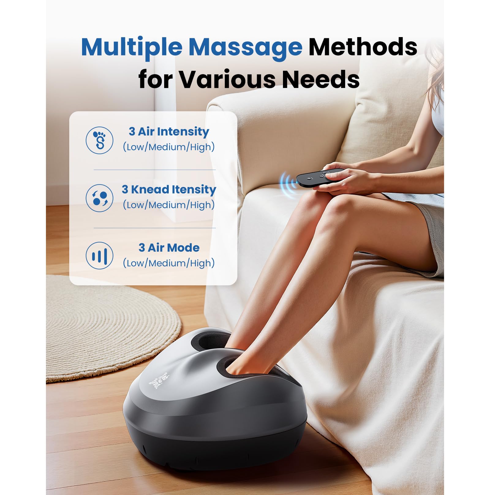 BOB AND BRAD Electric Shiatsu Foot Massager with Heat - Deep Kneading, 4 Intensity Levels, Remote Control - FSA & HSA Eligible - Relieves Plantar Fasciitis, Neuropathy Pain - Perfect for Home Relaxation & Foot Therapy After Workout or Long Day